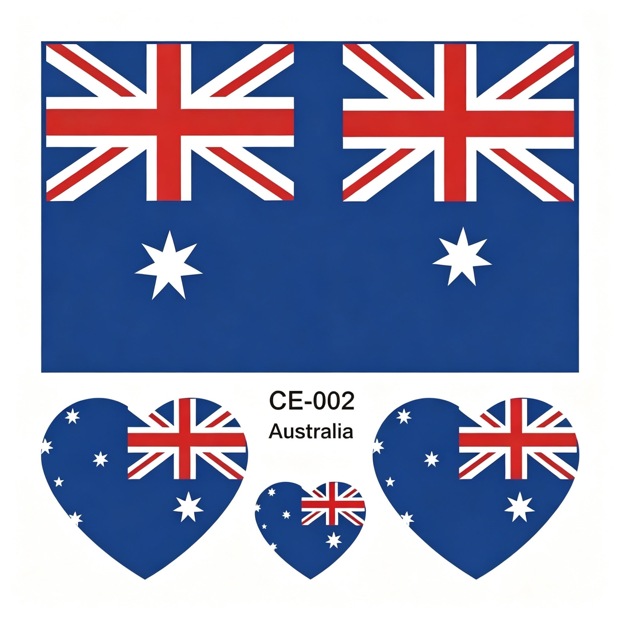 RCT Country Flag Waterproof Temporary Tattoos | Heart-Shaped Face Stickers for Sports & Fan Events