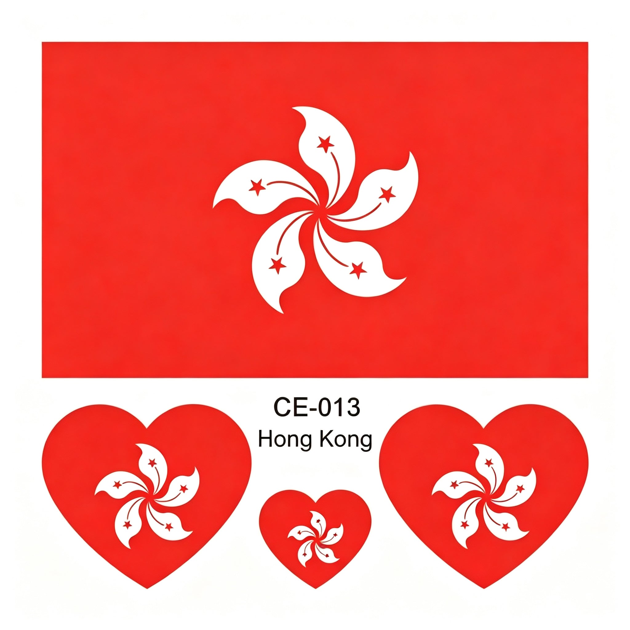 RCT Country Flag Waterproof Temporary Tattoos | Heart-Shaped Face Stickers for Sports & Fan Events