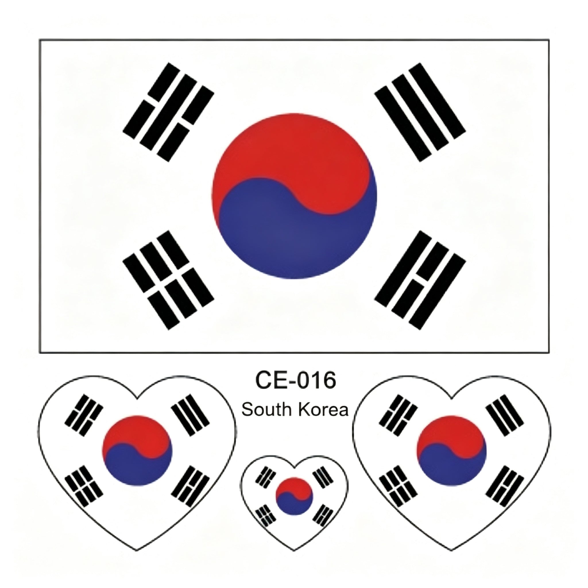 RCT Country Flag Waterproof Temporary Tattoos | Heart-Shaped Face Stickers for Sports & Fan Events