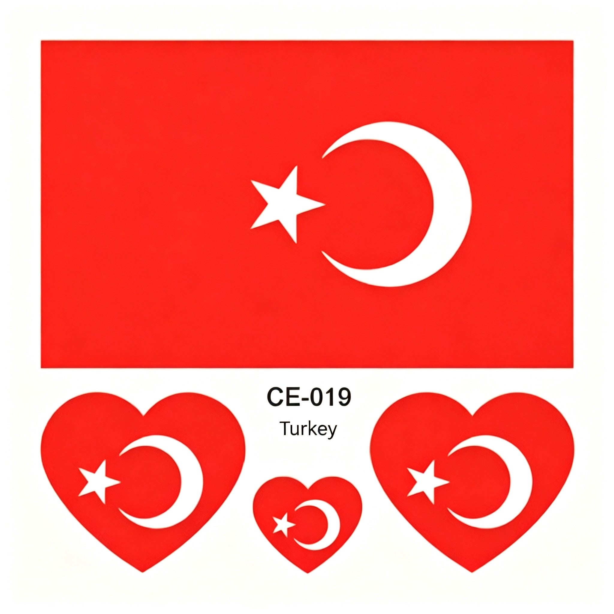 RCT Country Flag Waterproof Temporary Tattoos | Heart-Shaped Face Stickers for Sports & Fan Events