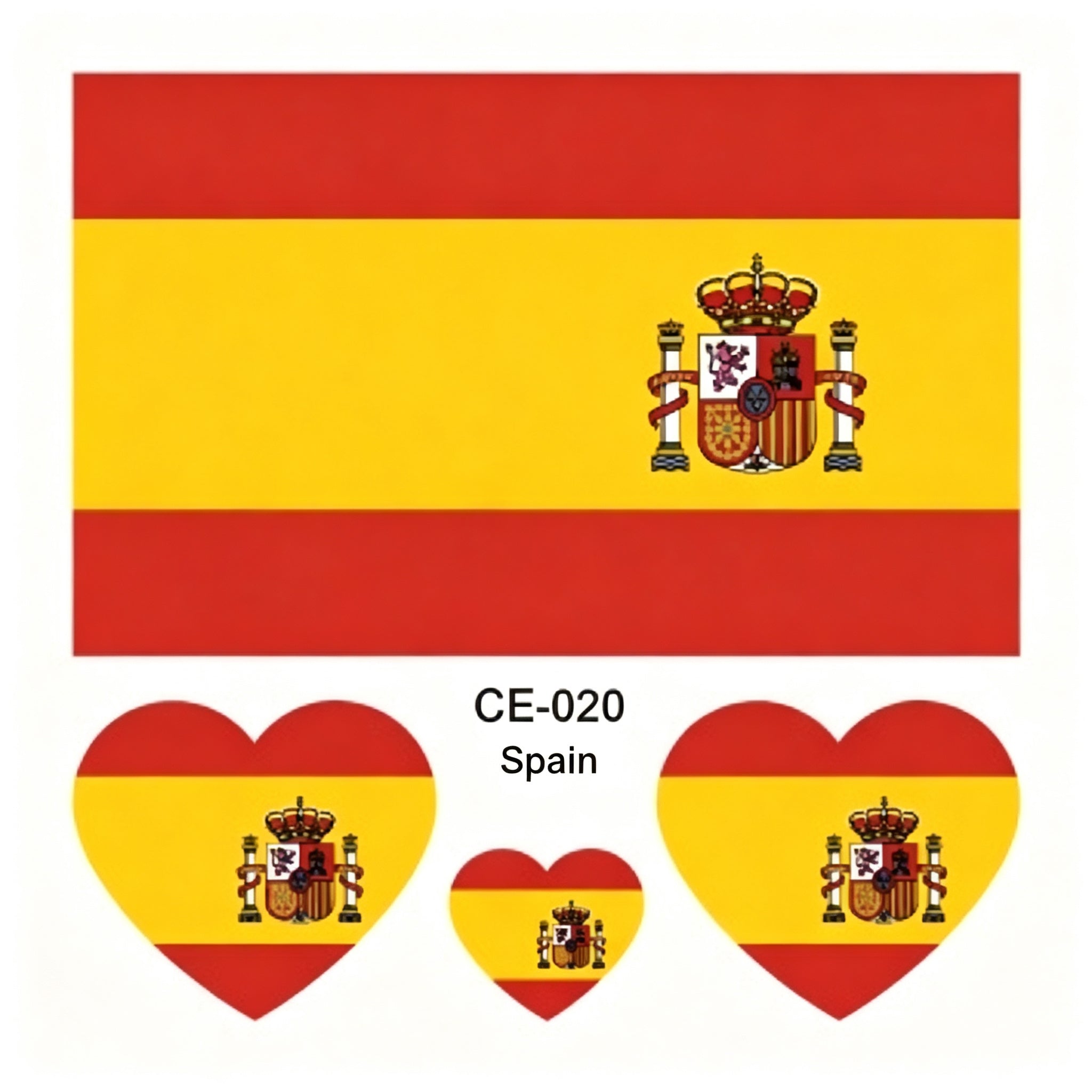 RCT Country Flag Waterproof Temporary Tattoos | Heart-Shaped Face Stickers for Sports & Fan Events