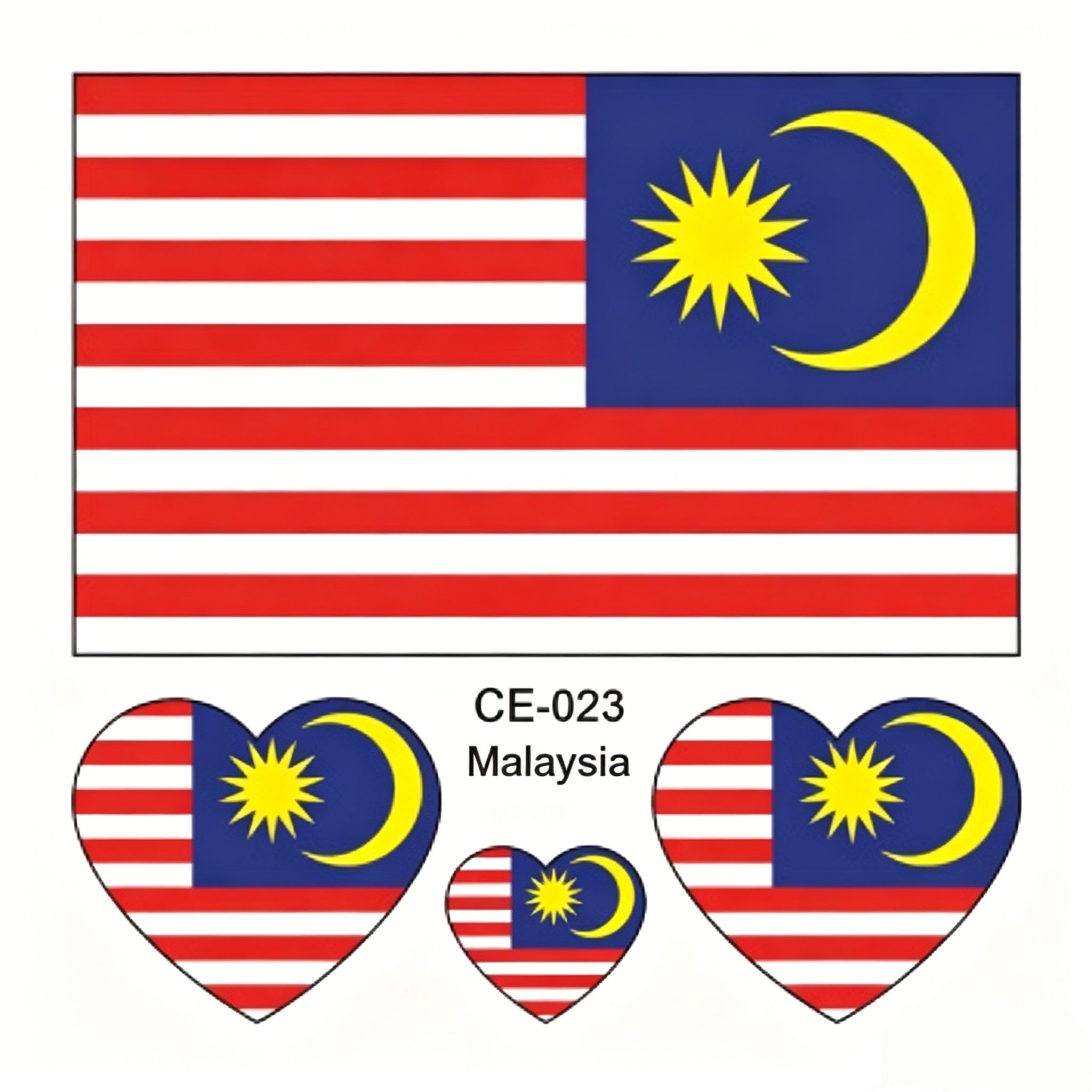 RCT Country Flag Waterproof Temporary Tattoos | Heart-Shaped Face Stickers for Sports & Fan Events