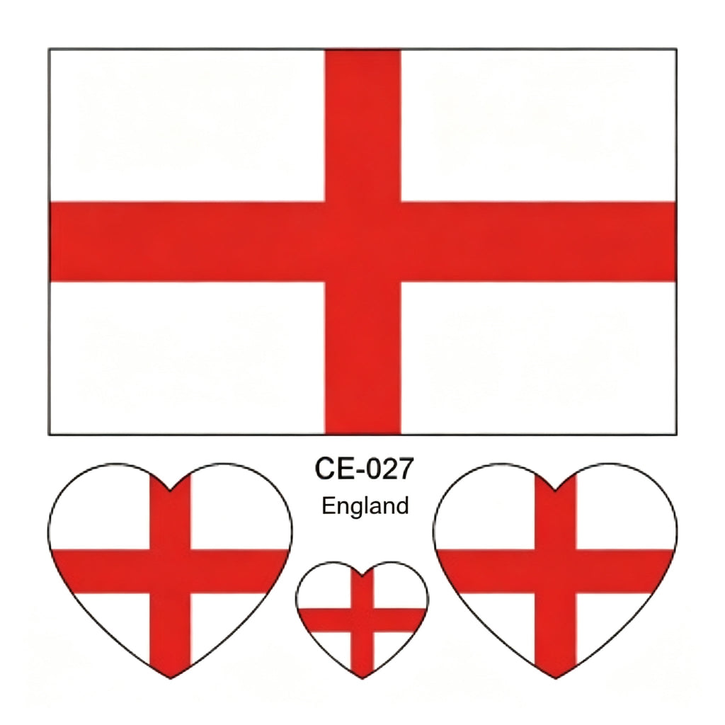 RCT Country Flag Waterproof Temporary Tattoos | Heart-Shaped Face Stickers for Sports & Fan Events