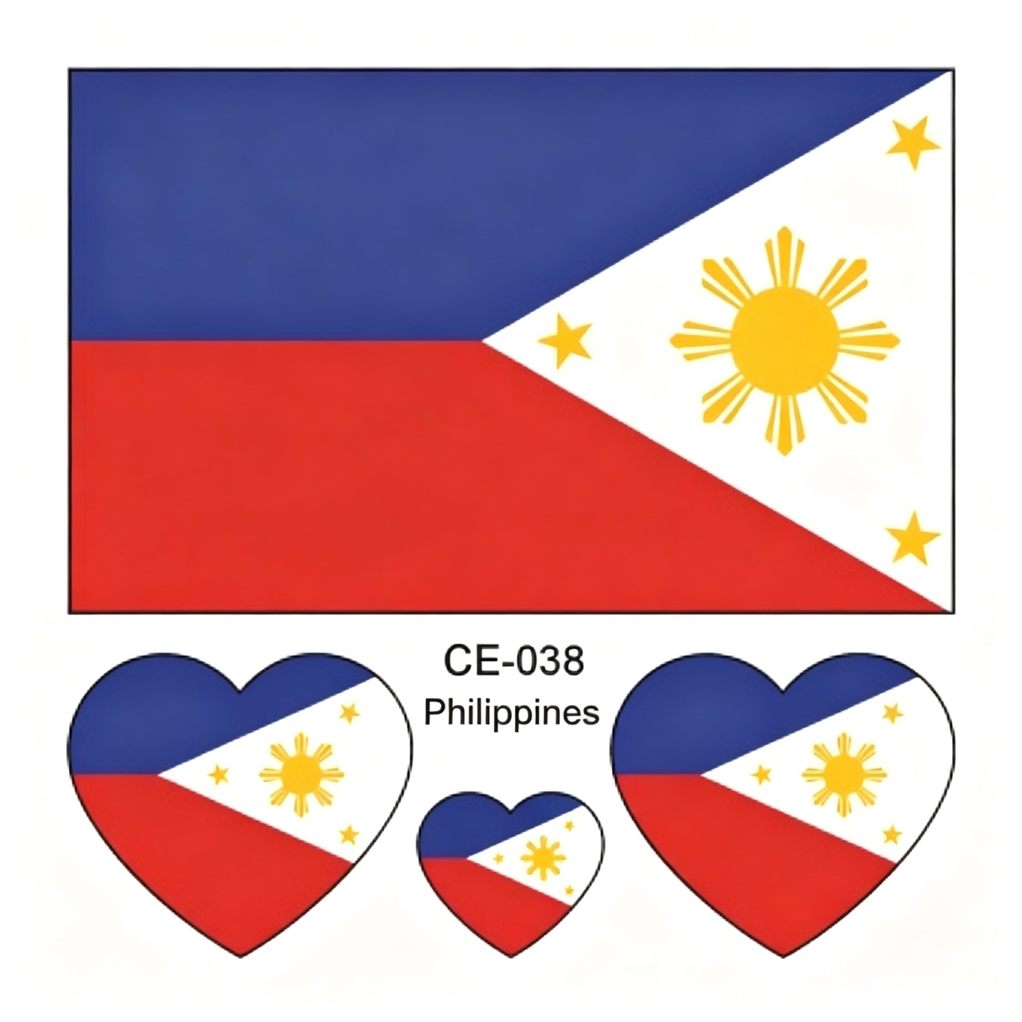 RCT Country Flag Waterproof Temporary Tattoos | Heart-Shaped Face Stickers for Sports & Fan Events
