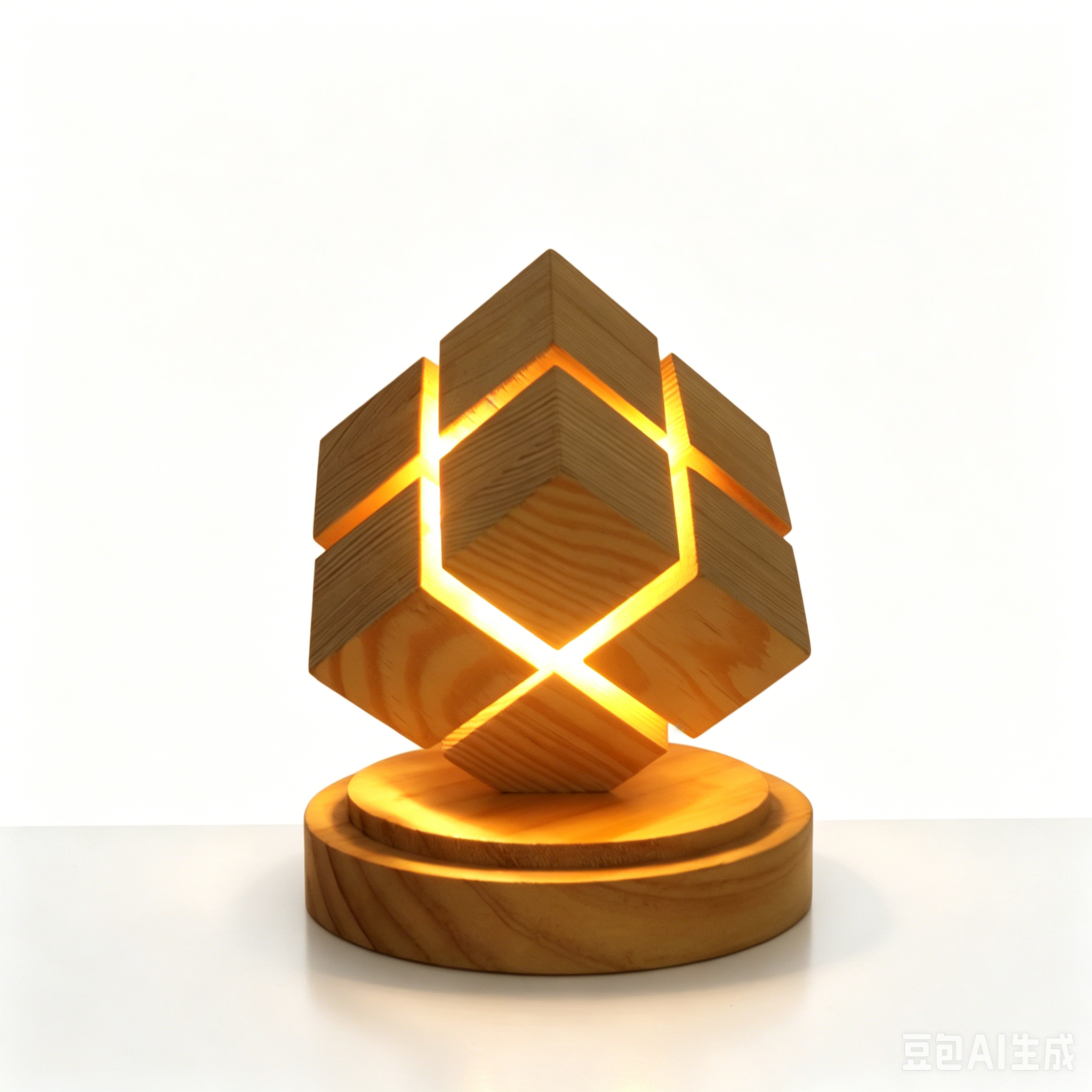 YCL Creative Beech Wood Magic Cube Night Light | USB Plug-in Warm LED Bedside Ambient Lamp, 4 Grid & 9 Grid 2 Styles