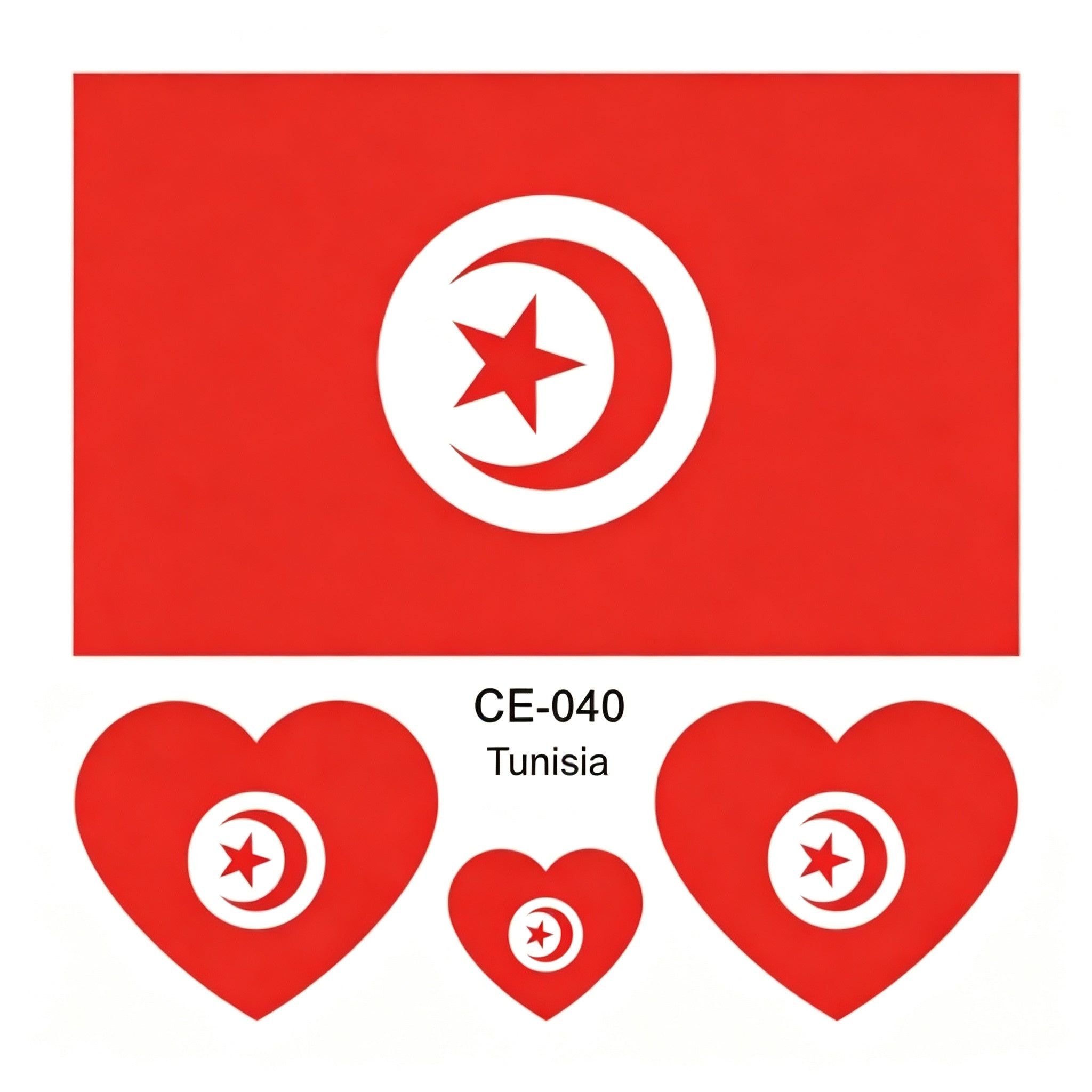 RCT Country Flag Waterproof Temporary Tattoos | Heart-Shaped Face Stickers for Sports & Fan Events