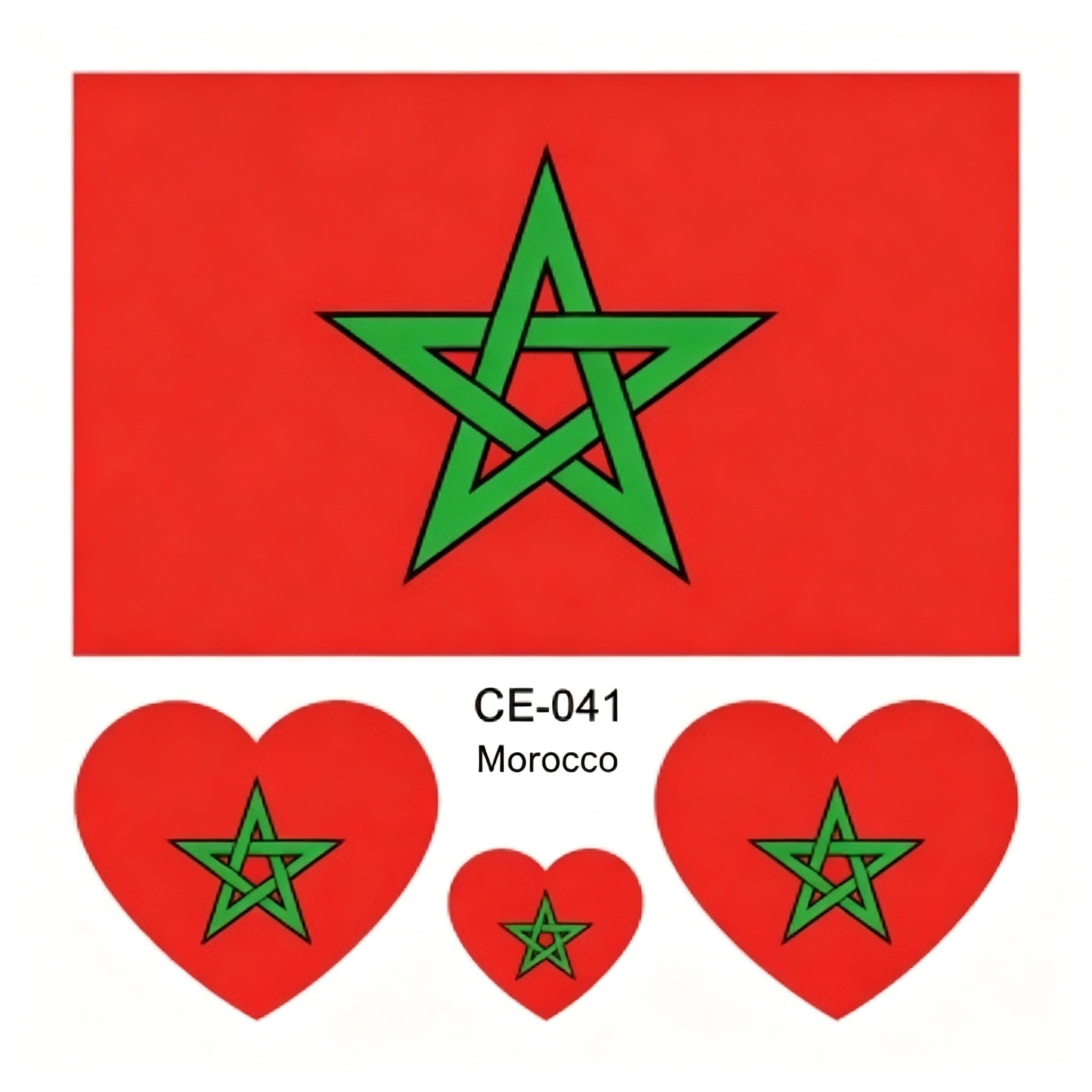 RCT Country Flag Waterproof Temporary Tattoos | Heart-Shaped Face Stickers for Sports & Fan Events