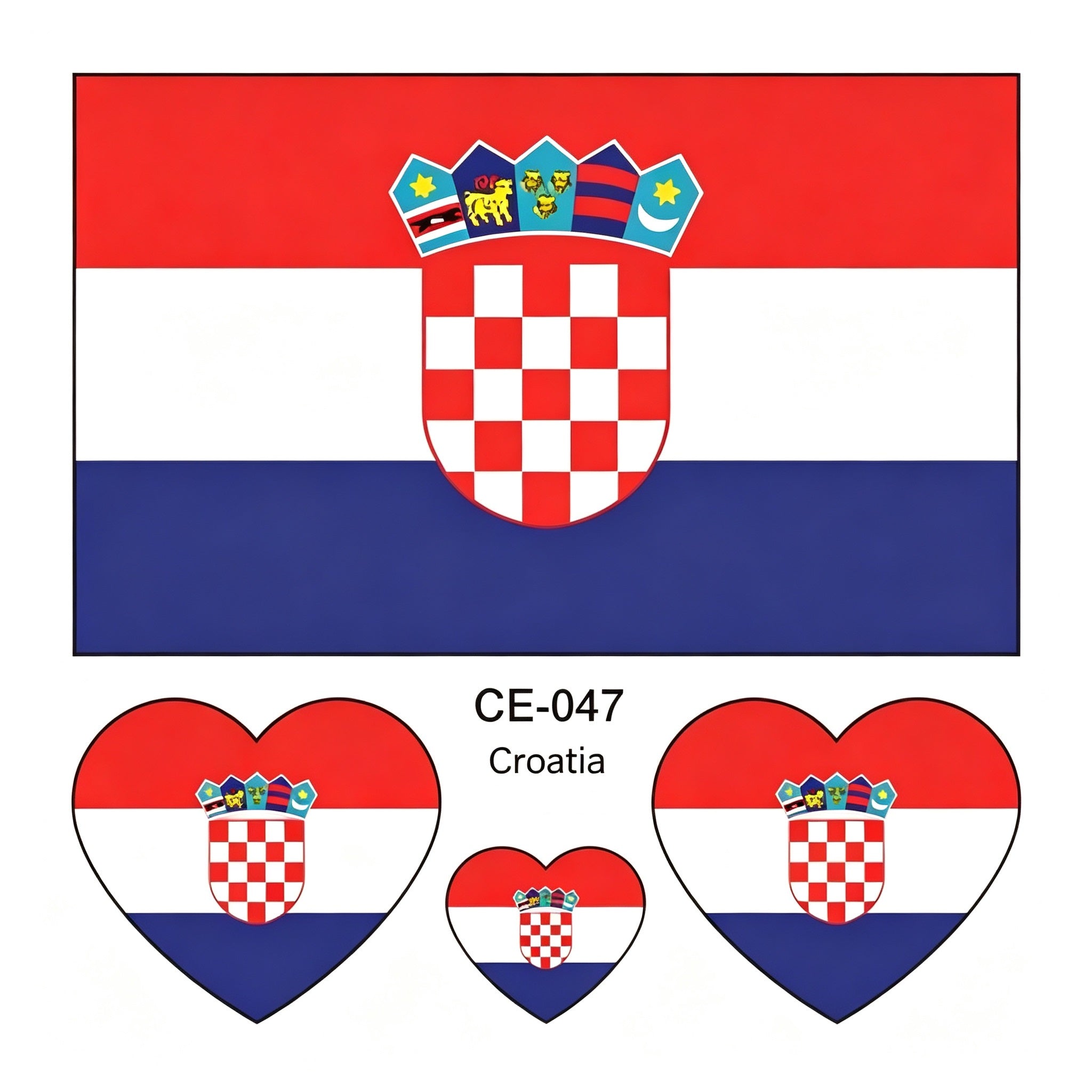 RCT Country Flag Waterproof Temporary Tattoos | Heart-Shaped Face Stickers for Sports & Fan Events