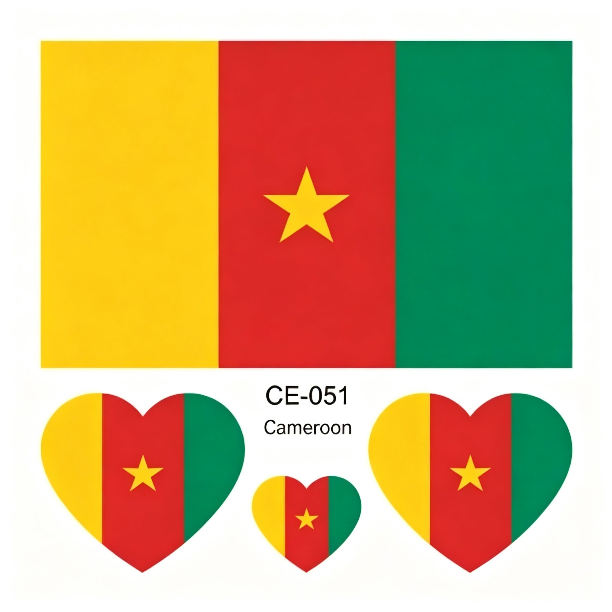 RCT Country Flag Waterproof Temporary Tattoos | Heart-Shaped Face Stickers for Sports & Fan Events