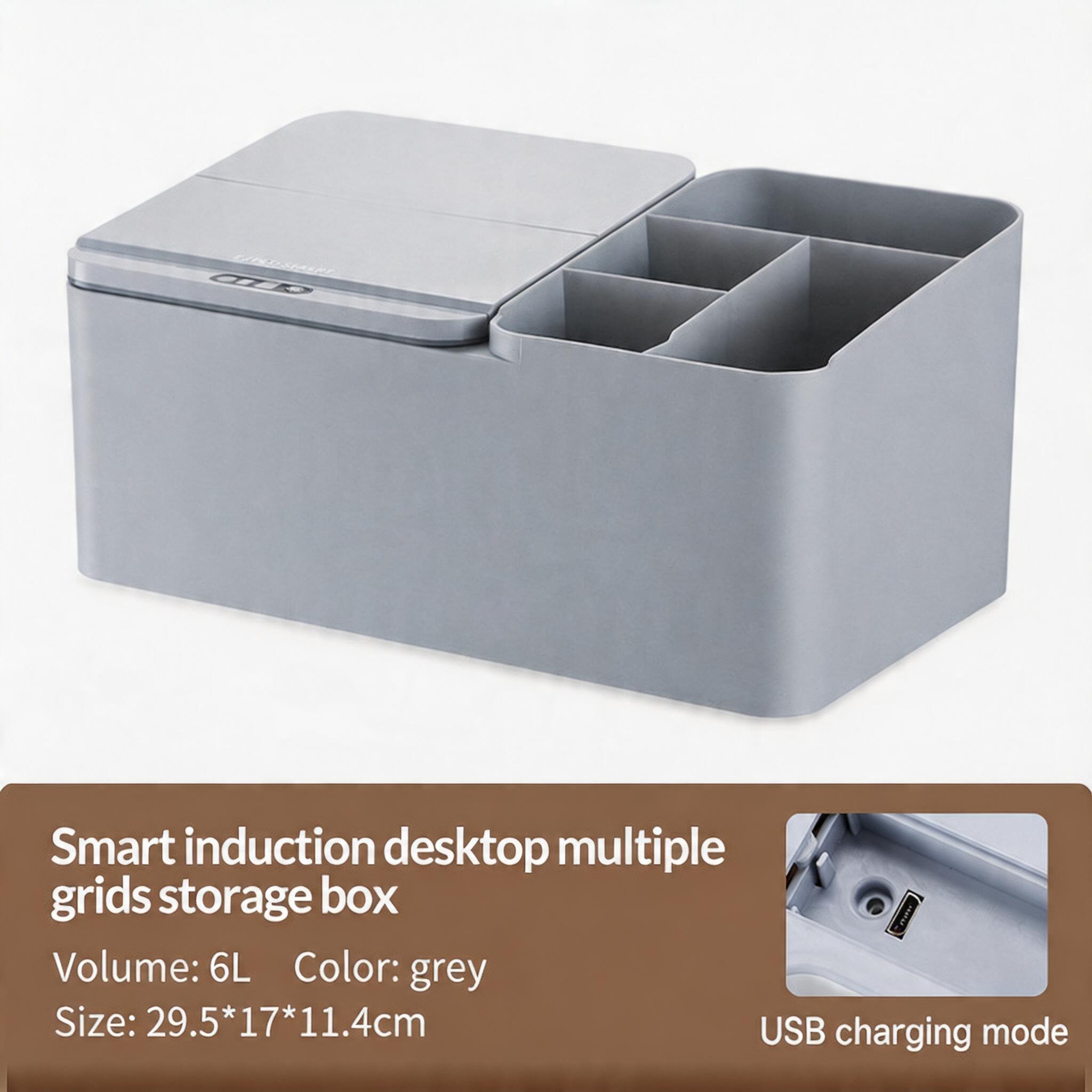 EST Smart Sensor Desktop Storage Box, Automatic Open Multi-Grid Organizer