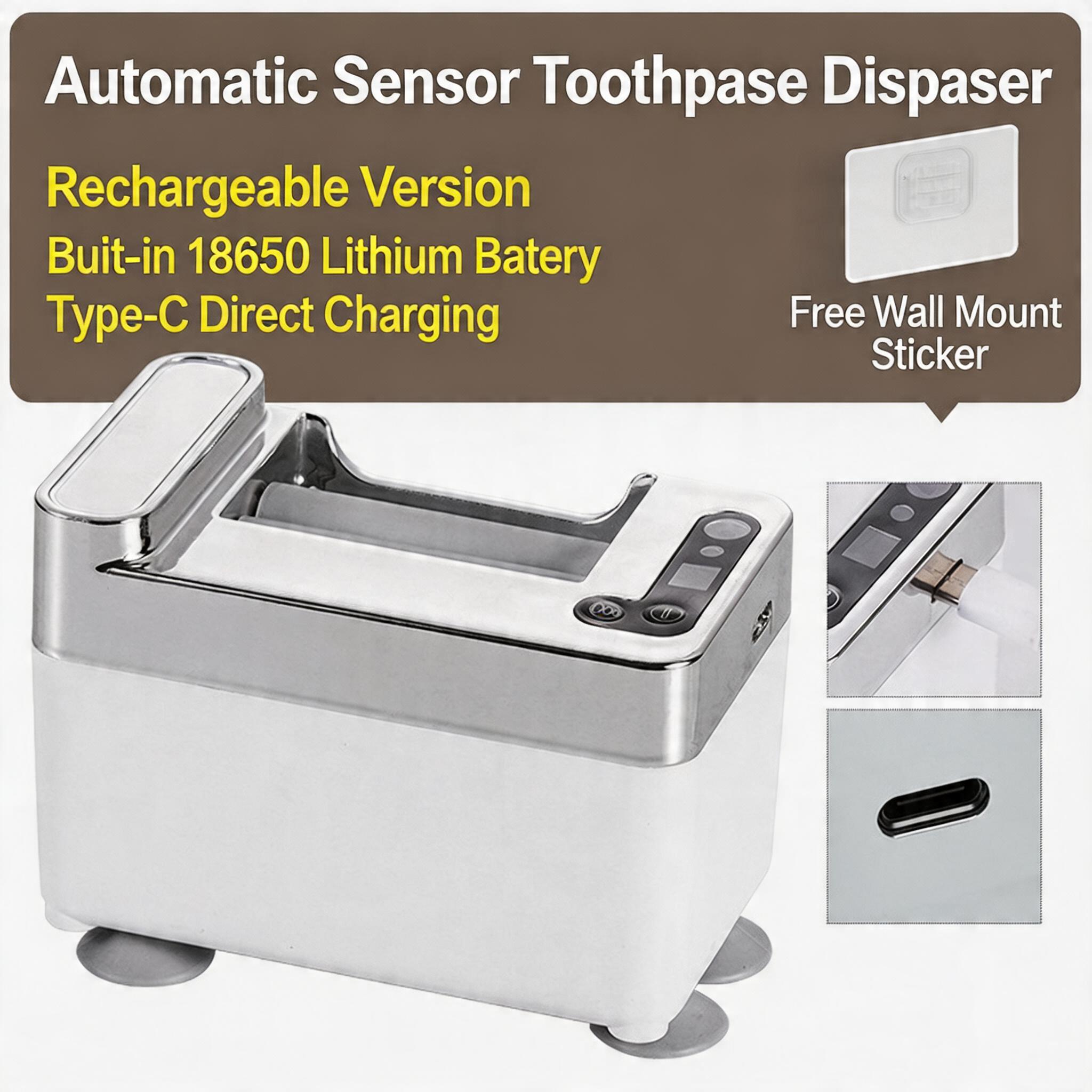 EST Automatic Sensor Toothpaste Dispenser, Rechargeable/Battery Operated Electric Squeezer for Bathroom