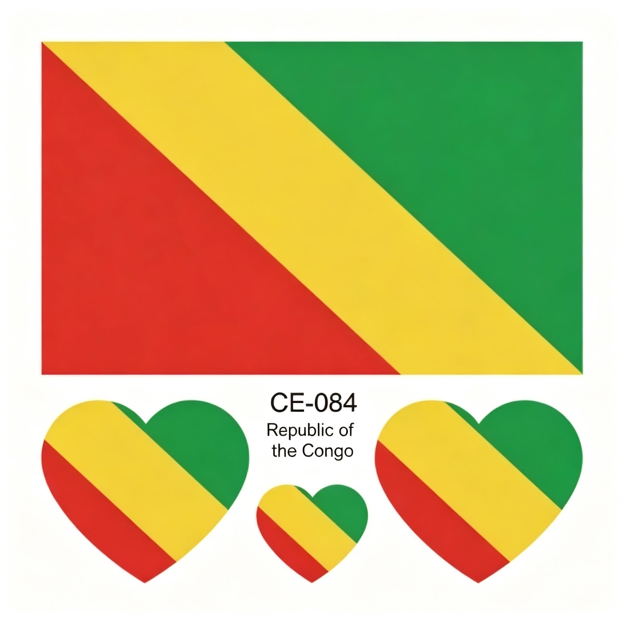 RCT Country Flag Waterproof Temporary Tattoos | Heart-Shaped Face Stickers for Sports & Fan Events