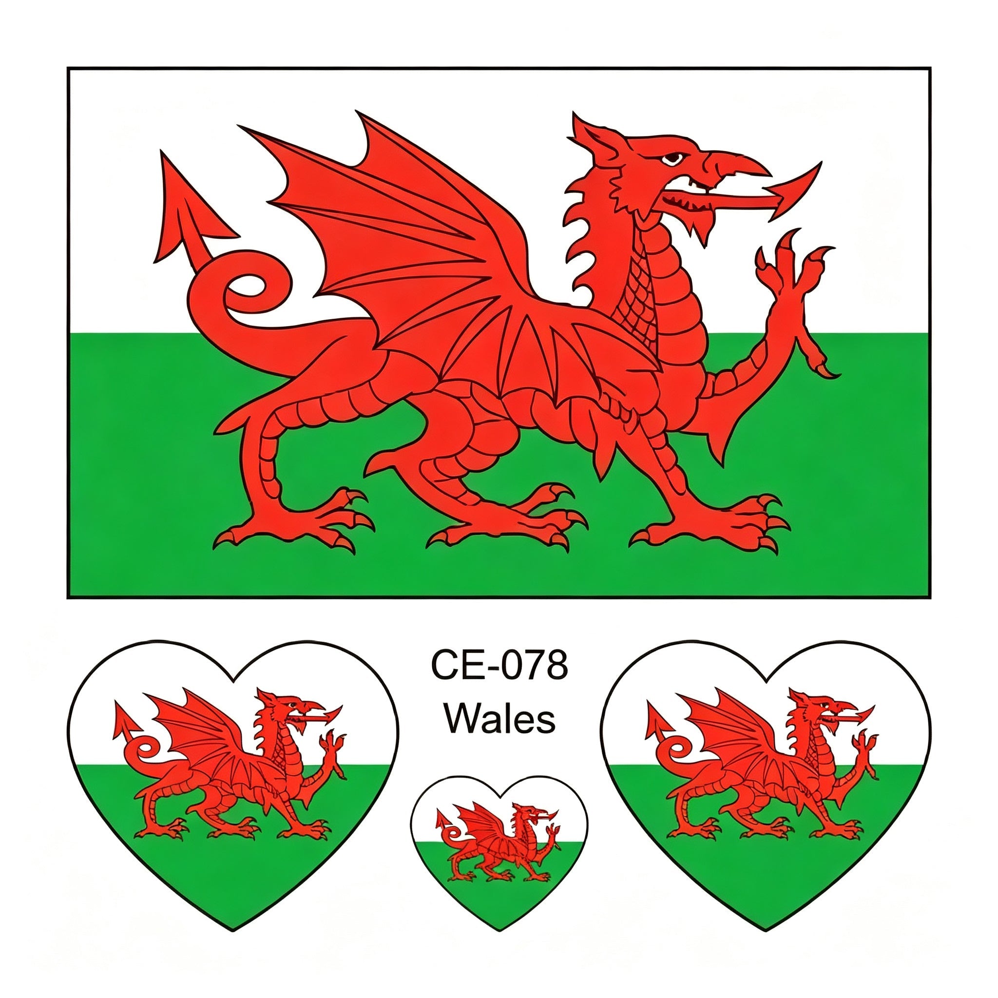 RCT Country Flag Waterproof Temporary Tattoos | Heart-Shaped Face Stickers for Sports & Fan Events