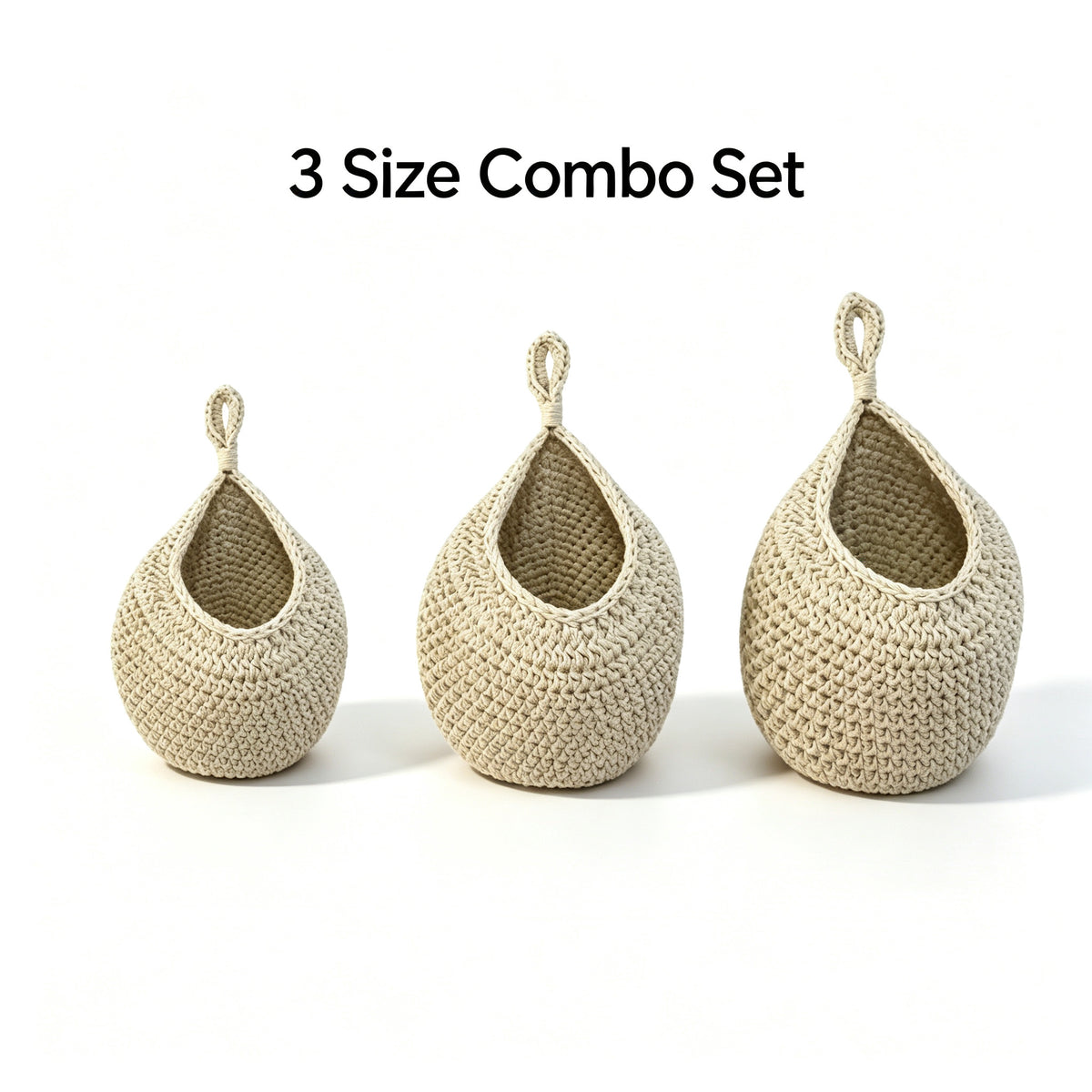 JXG Handwoven Hanging Storage Basket Teardrop Nest Fruit Vegetable Organizer Ins Style Cotton Wall Hanging Net Bag