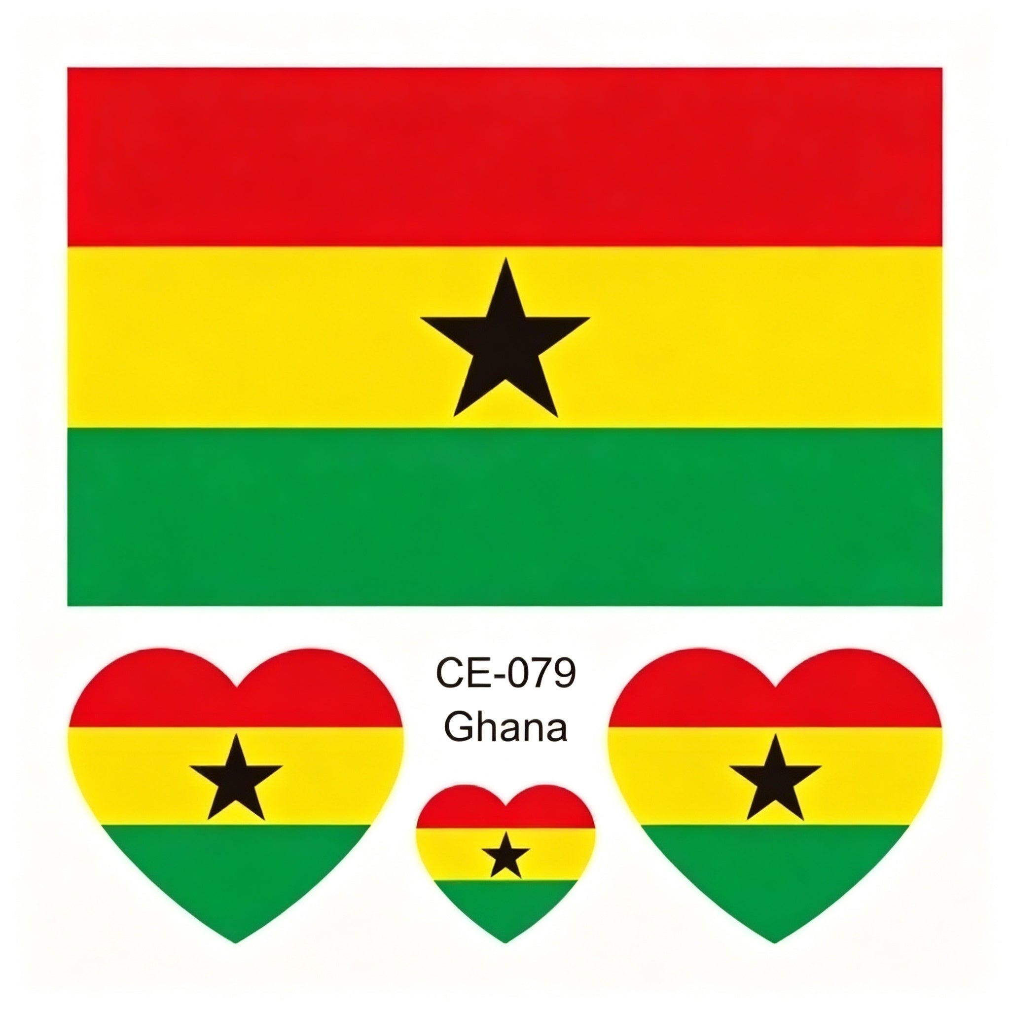 RCT Country Flag Waterproof Temporary Tattoos | Heart-Shaped Face Stickers for Sports & Fan Events