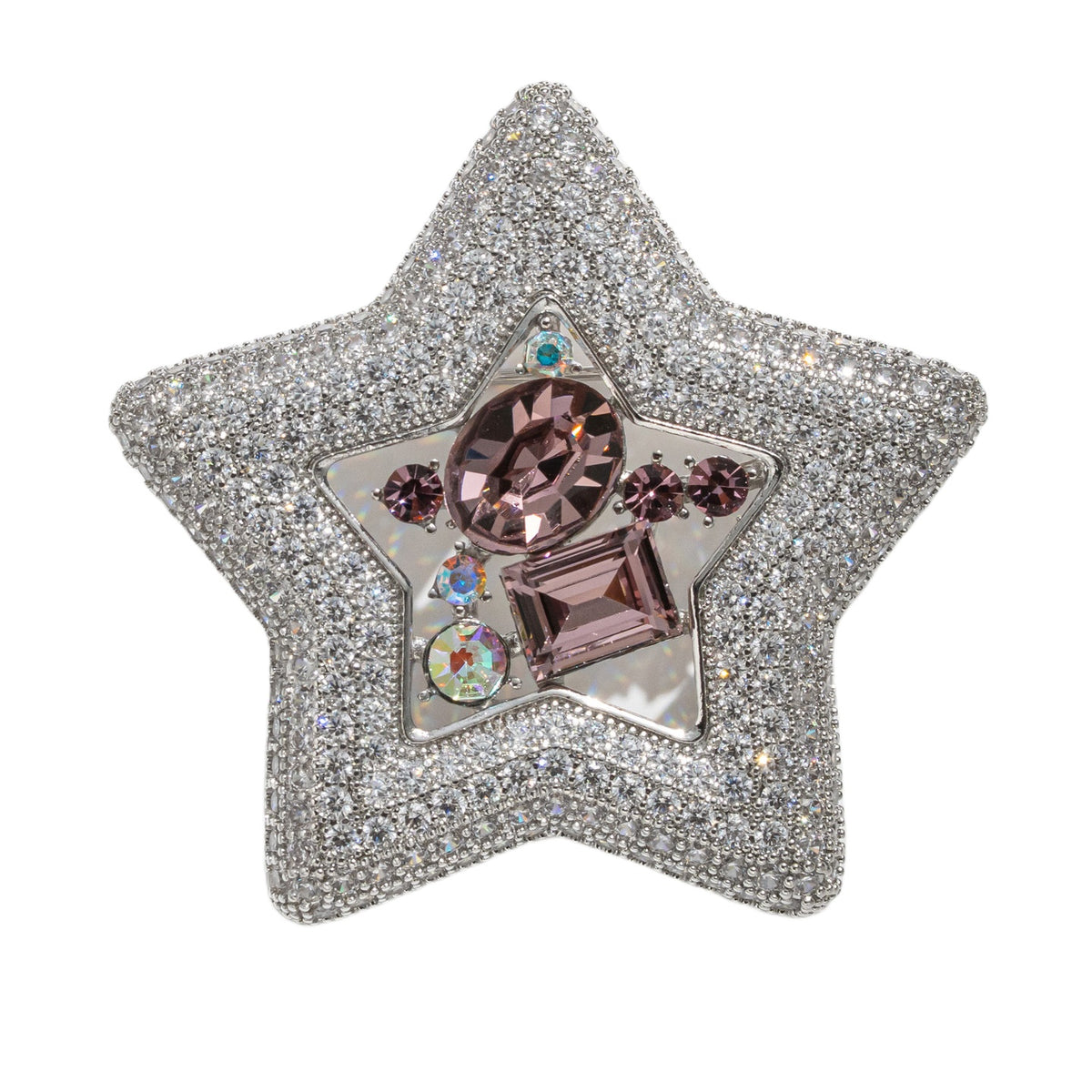 QZY Luxury Star Brooch Rhinestone Crystal Pin Elegant Coat Accessory