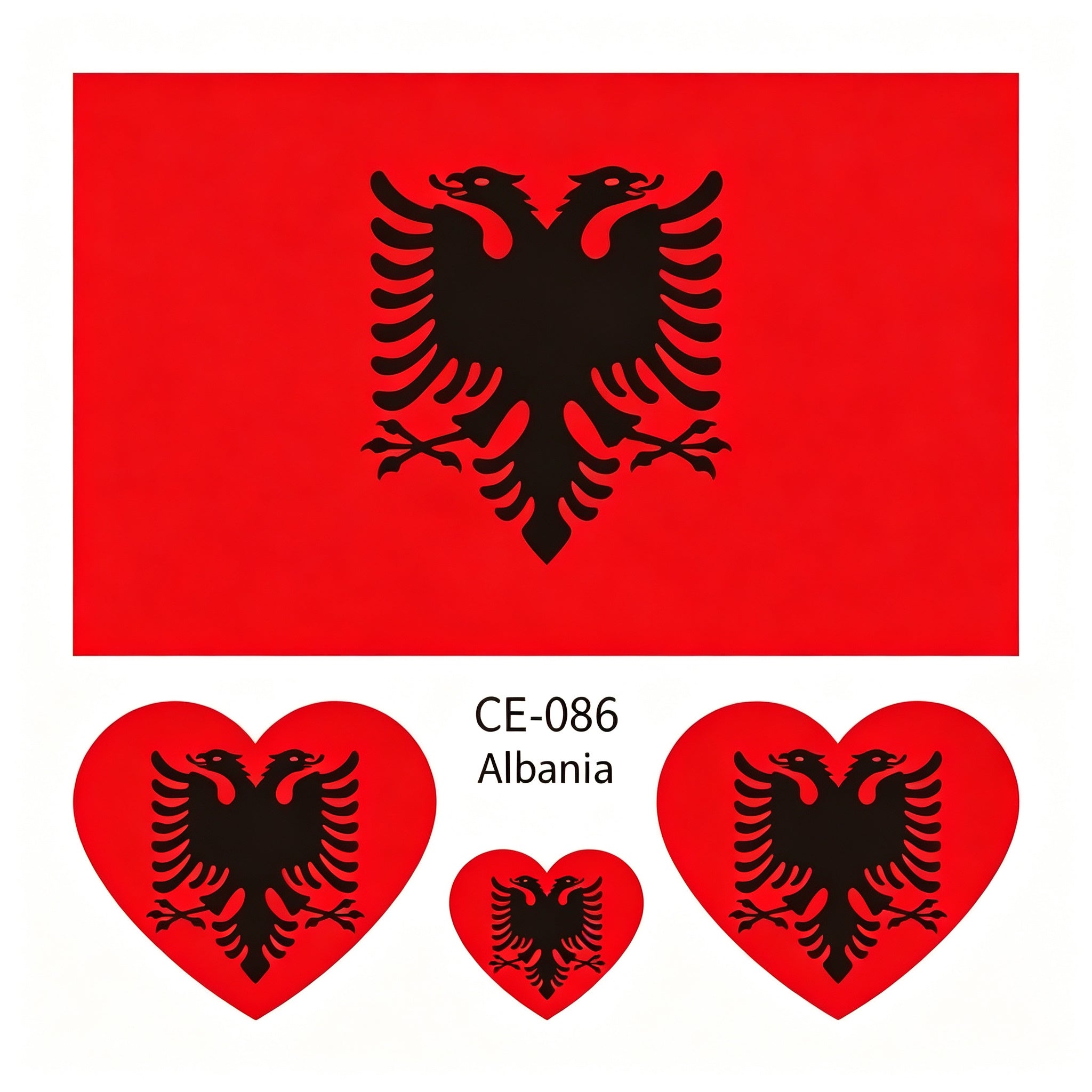 RCT Country Flag Waterproof Temporary Tattoos | Heart-Shaped Face Stickers for Sports & Fan Events