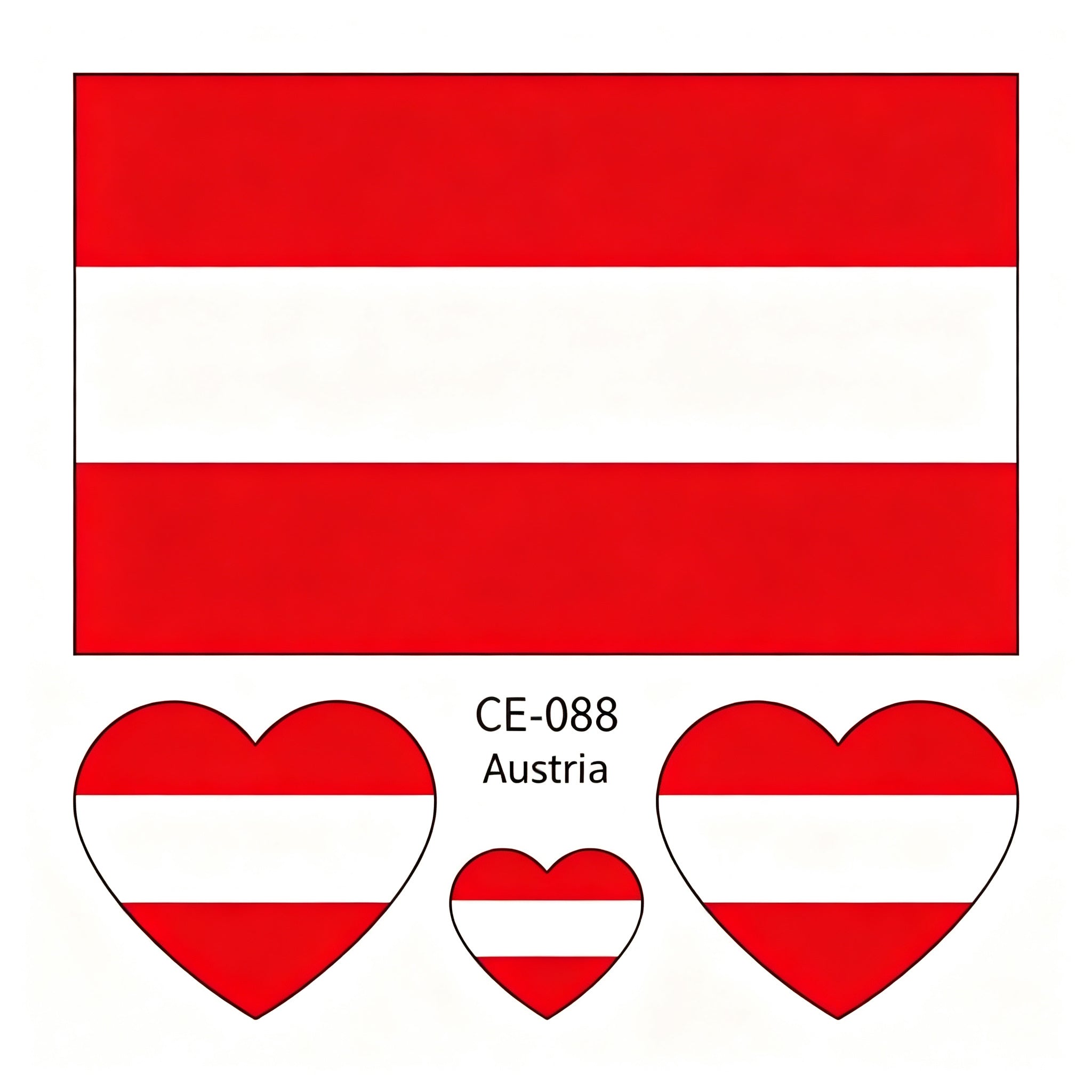 RCT Country Flag Waterproof Temporary Tattoos | Heart-Shaped Face Stickers for Sports & Fan Events