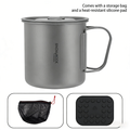 SNR Leichter Titanbecher mit Klappgriff | Tragbarer Campingbecher mit Deckel & Silikonhülle | 300ml-600ml