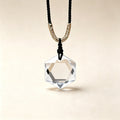 RYS Natural Clear Quartz Hexagram Pendant Necklace, 2CM Faceted Star Cut Raw Crystal Necklace, Minimalist Gemstone Jewelry Gift