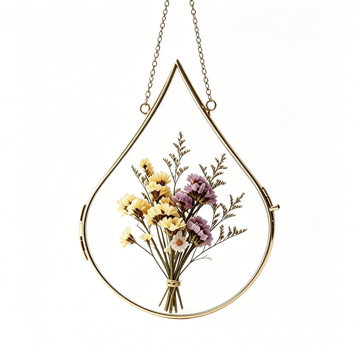 YAP Teardrop Copper Foil Glass Hanging Frame, Dried Flower Specimen Wall Ornament, Nordic Home Decor