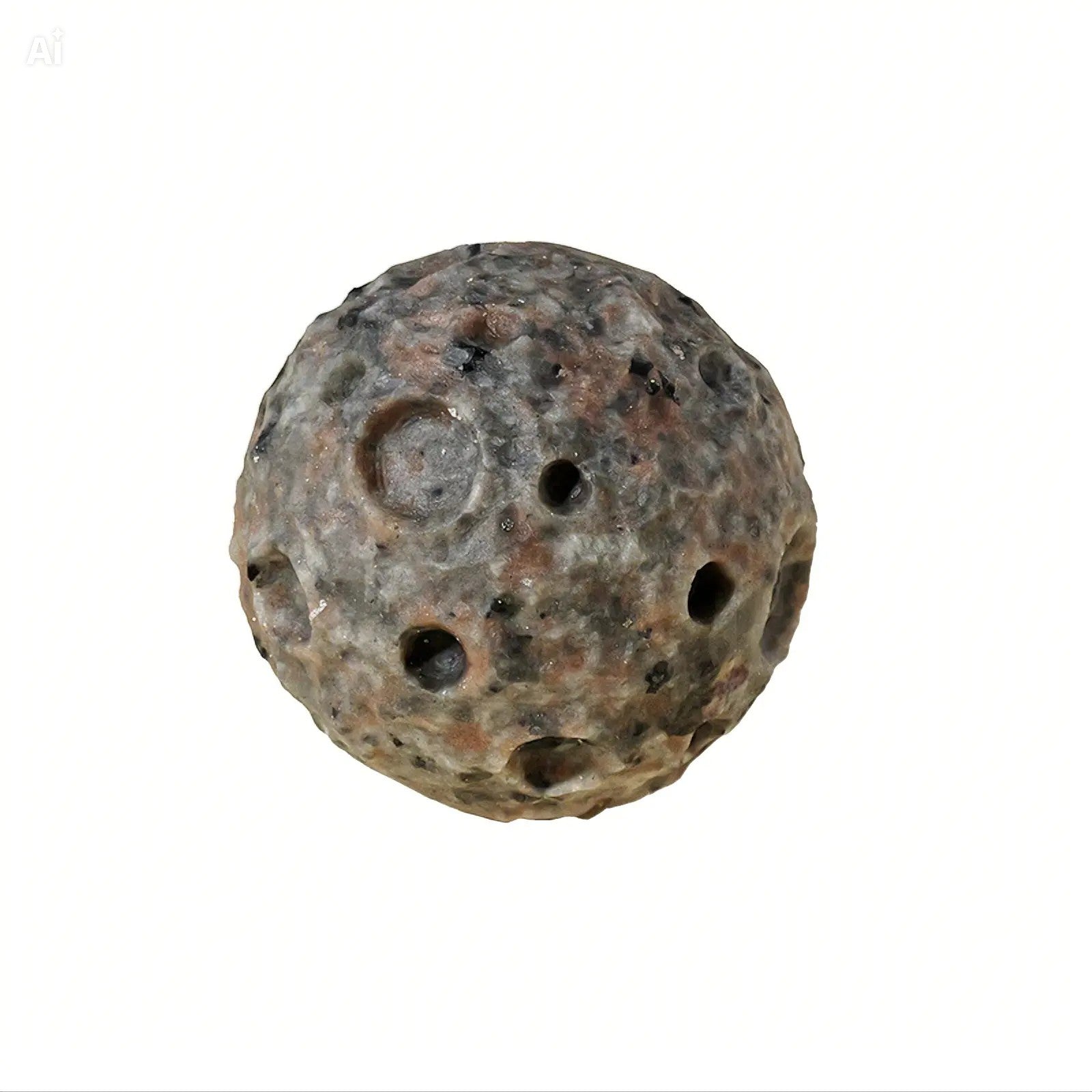 RYS Natural Flame Stone Moon Sphere Carving | UV Reactive Lunar Meteorite Crater Crystal Ball | Home Decor & Collectible Gift