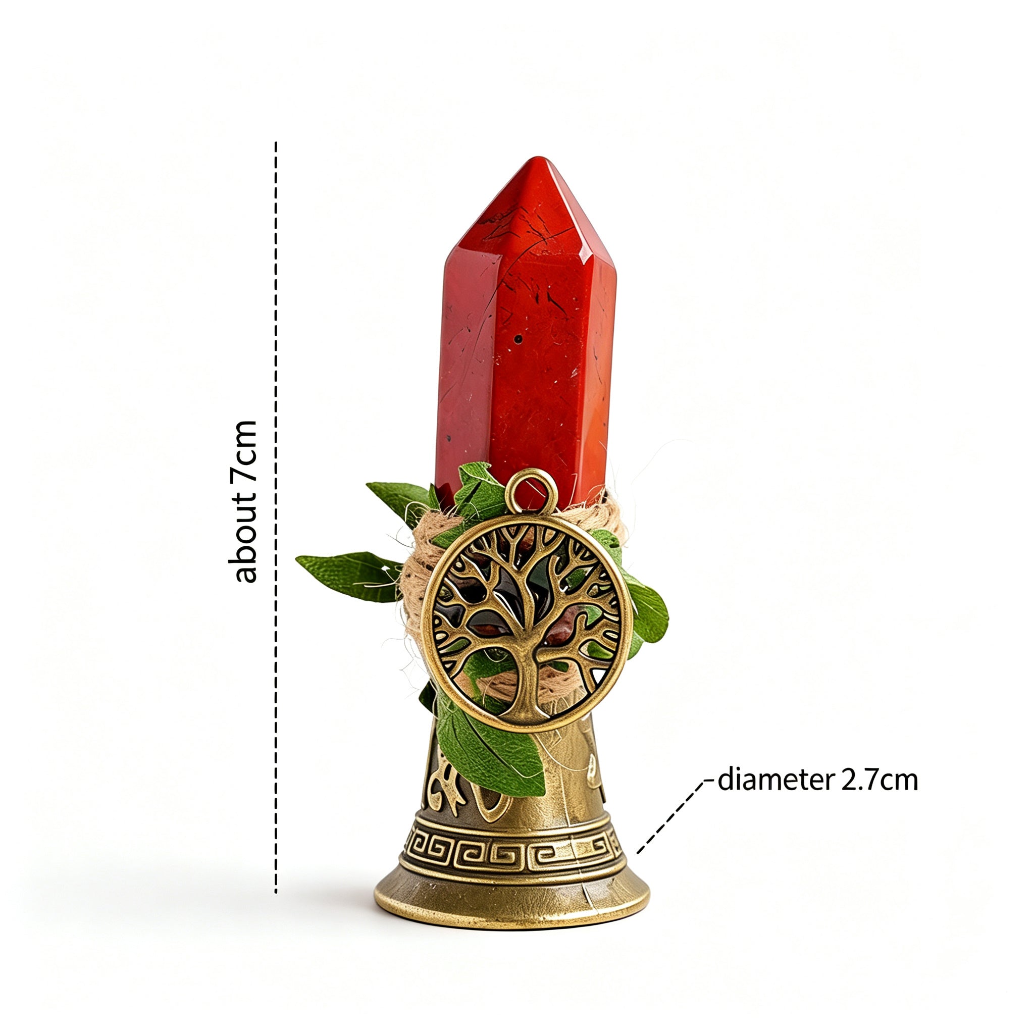 RYS Crystal Point Hand Bell with Tree of Life Charm - Natural Gemstone Decorative Ornament for Home & Spiritual Gifts