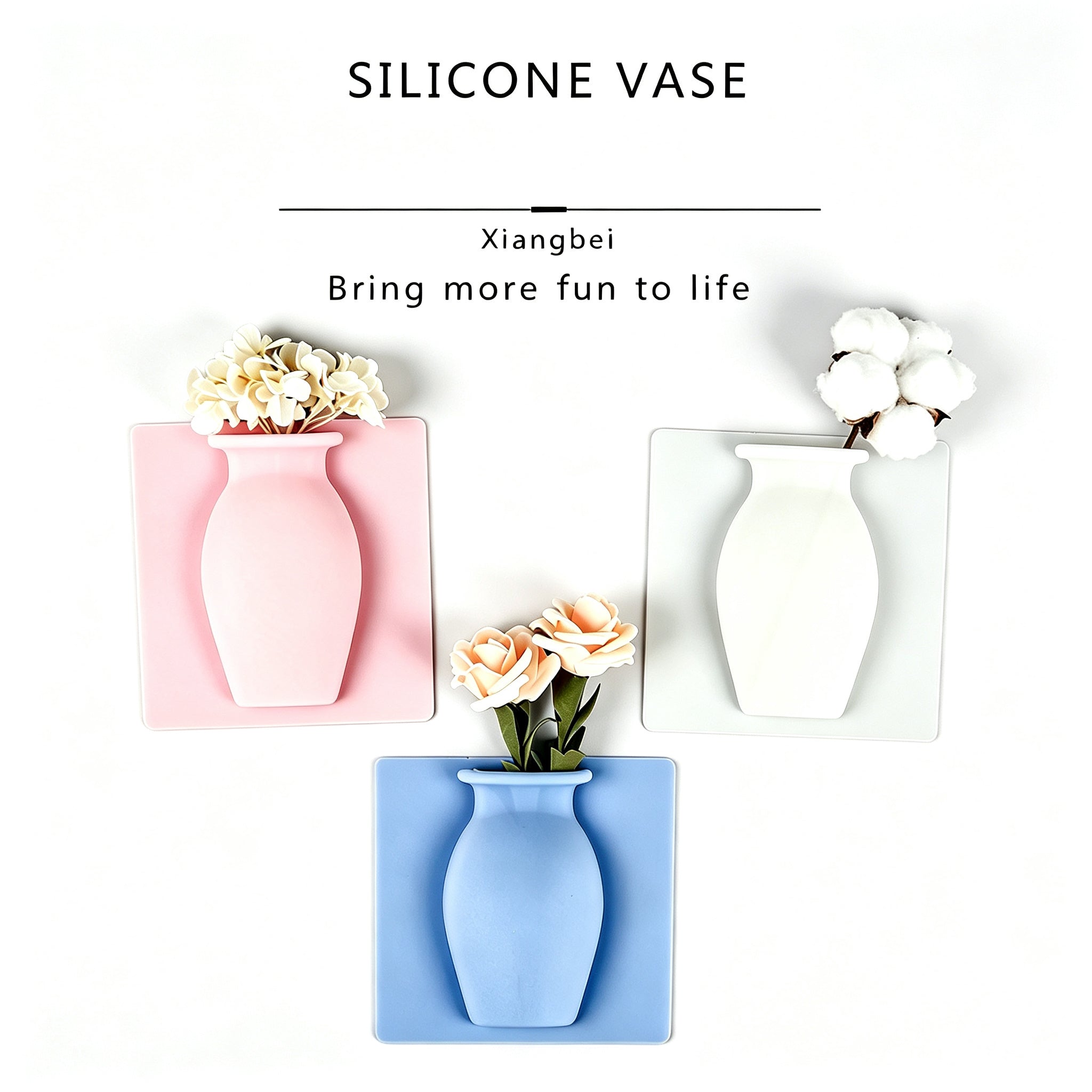 WEY Wiederverwendbare Silikon-Wandvase (2er-Pack) – ohne Bohren, wasserdicht, selbstklebender Blumentopf für Heim- und Badezimmerdekoration