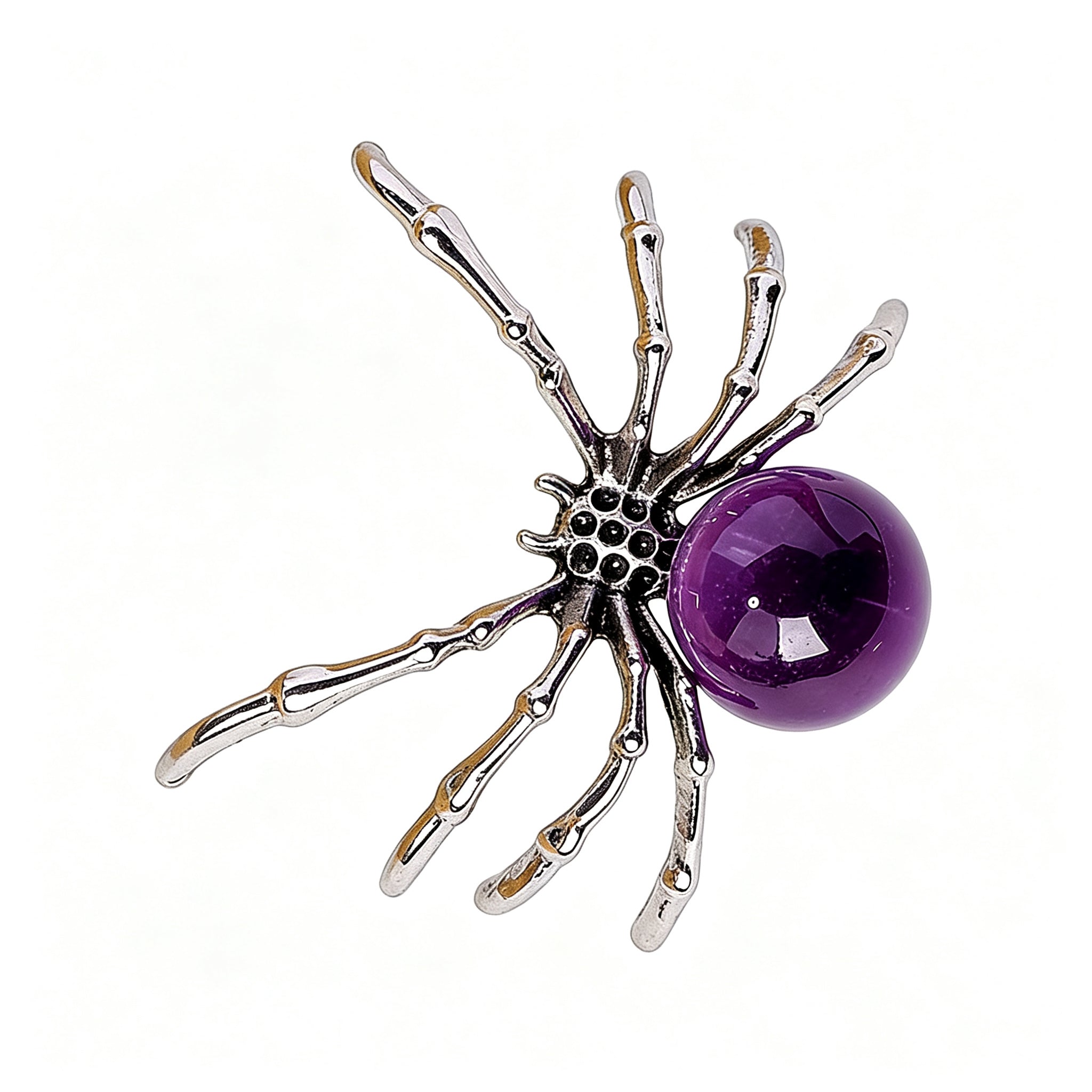 RYS Natural Crystal Ball Alloy Spider Figurine