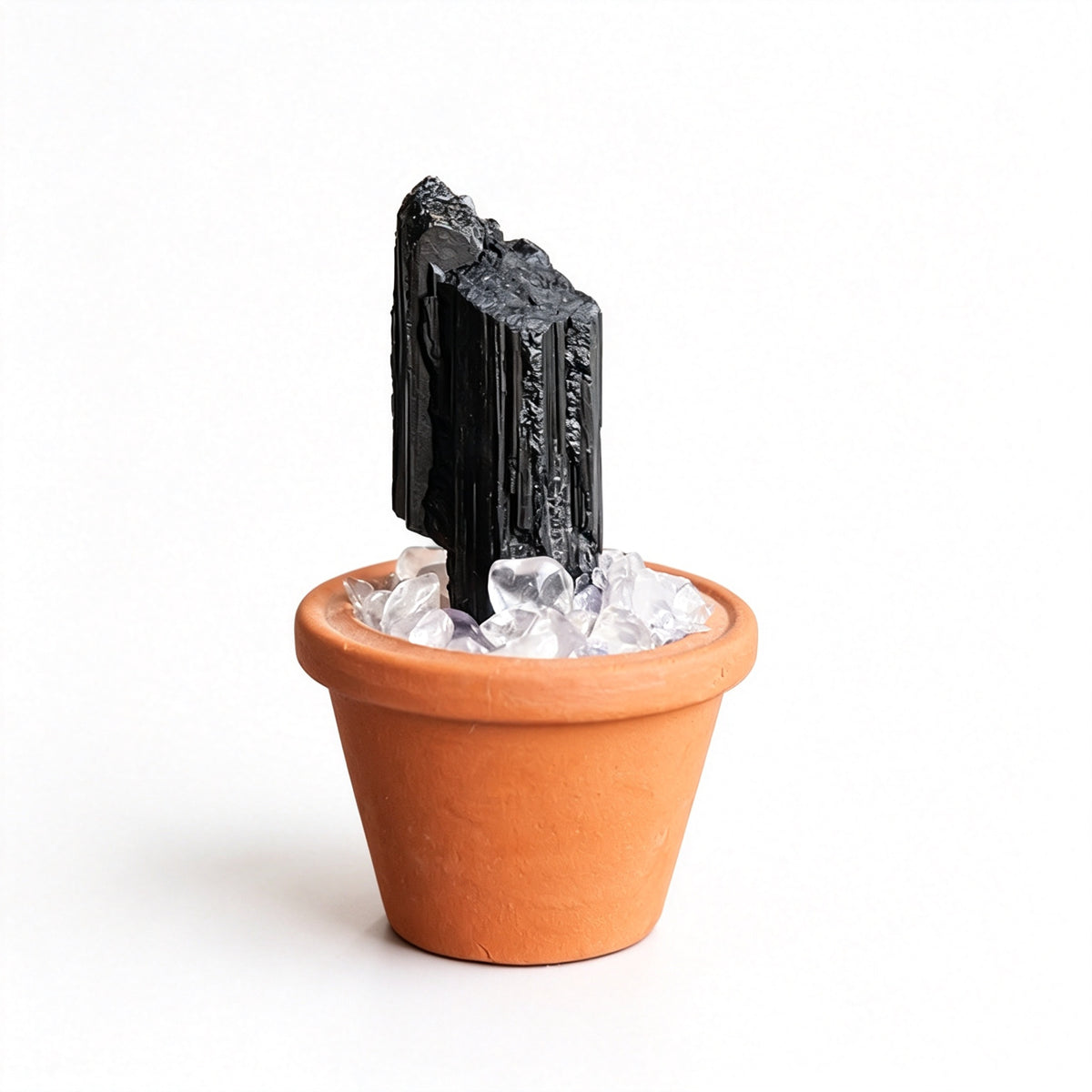 RYS Natural Crystal Raw Ore Ceramic Pot Bonsai, Gemstone DIY Potted Ornament, Home Desktop & Car Decor