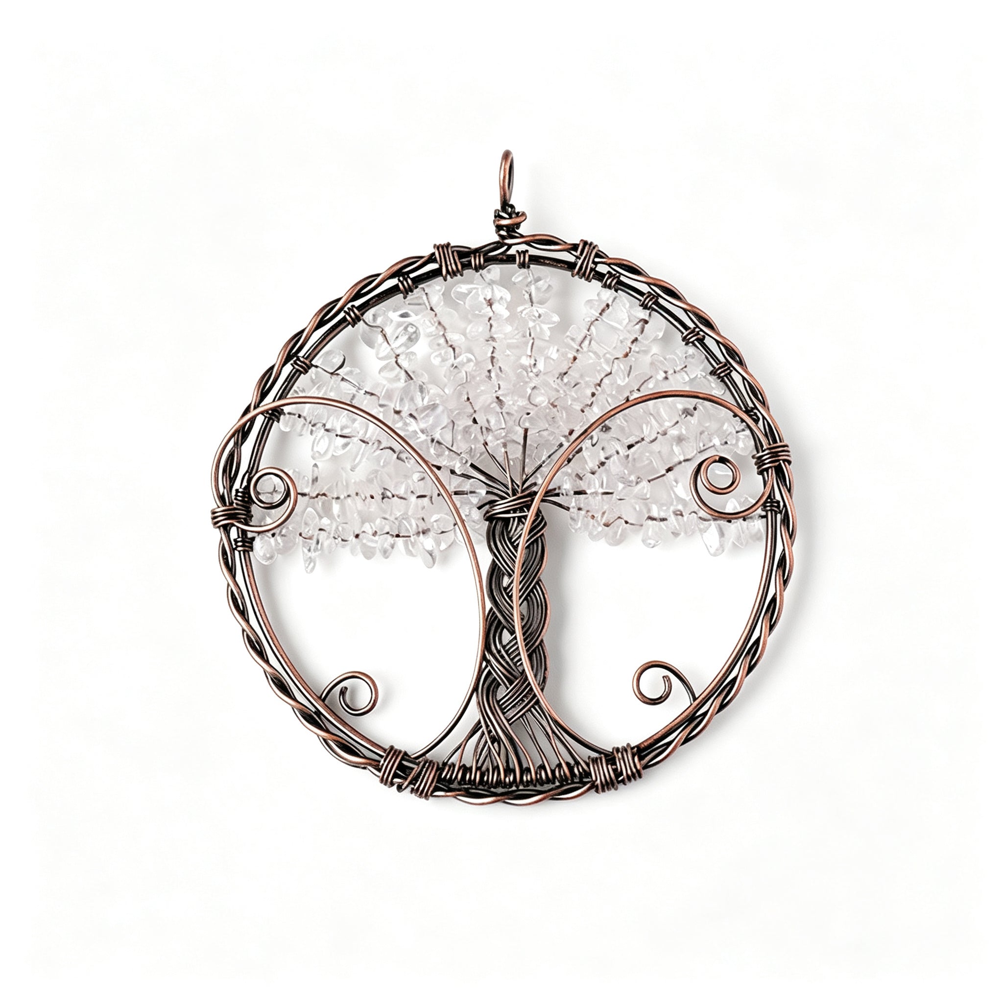 RYS Natural Crystal Chips Tree of Life Pendant Car Hanging