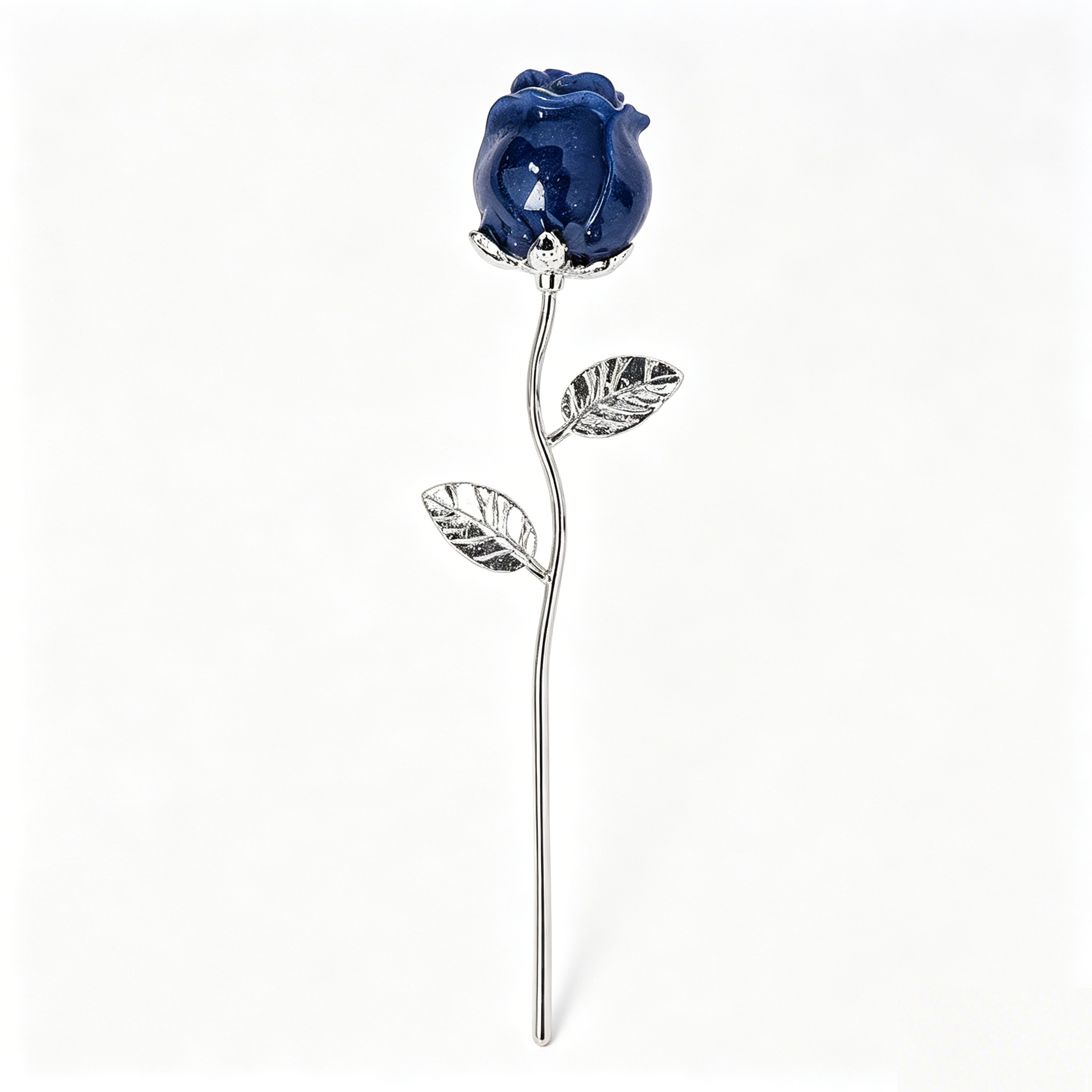 RYS Natural Crystal Rose Flower Figurine | Hand-Carved Gemstone Rose with Gold/Silver Metal Stem - Valentine's & Wedding Favor Gift