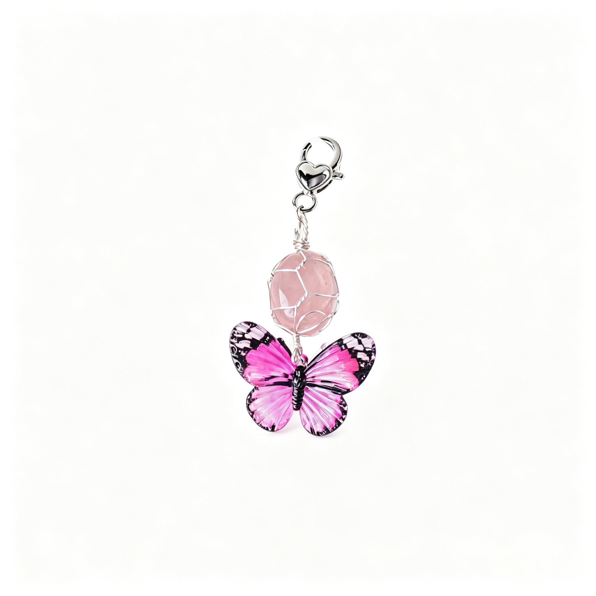 RYS Natural Rough Crystal Handmade Mesh Pouch Keychain Irregular Tumbled Stone Bag Charm
