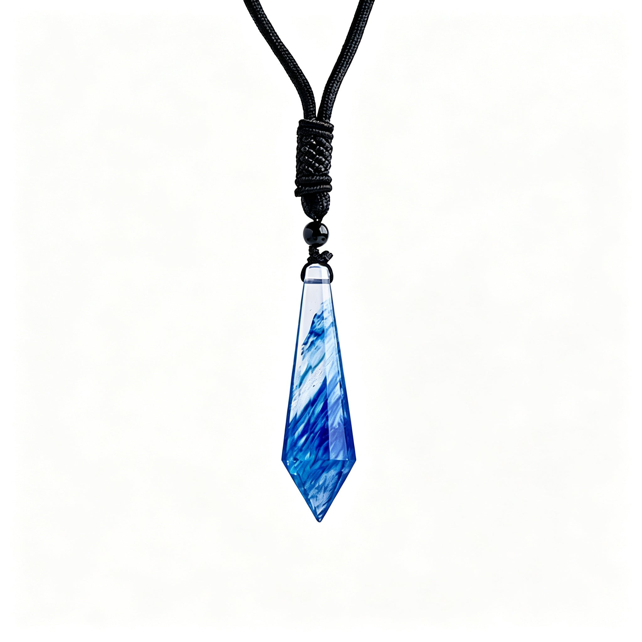 RYS 12 Facet Natural Crystal Pendulum Pendant, Raw Stone Dowsing Pendulum for Meditation Divination, Healing Crystal Jewelry