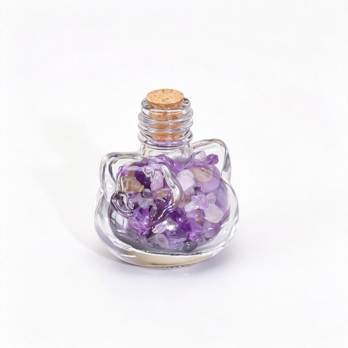 RYS Natural Crystal Chips Wish Bottle Cat Skull Shaped Glass Cork Bottle Halloween Home Decor Gift