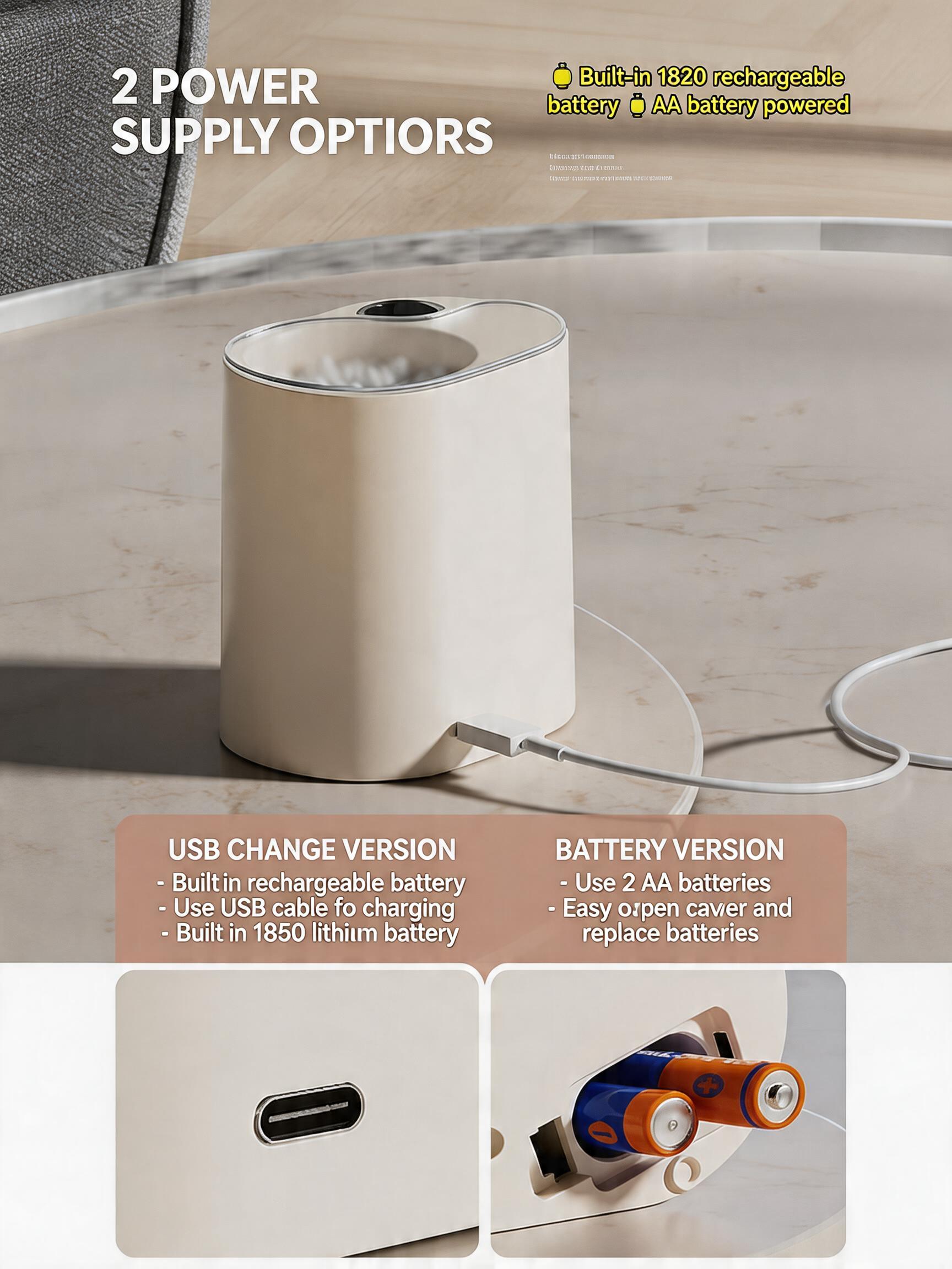 EST Automatic Sensor Cotton Swab Dispenser, Rechargeable/Battery Operated Electric Cotton Bud Storage Box for Bathroom & Home