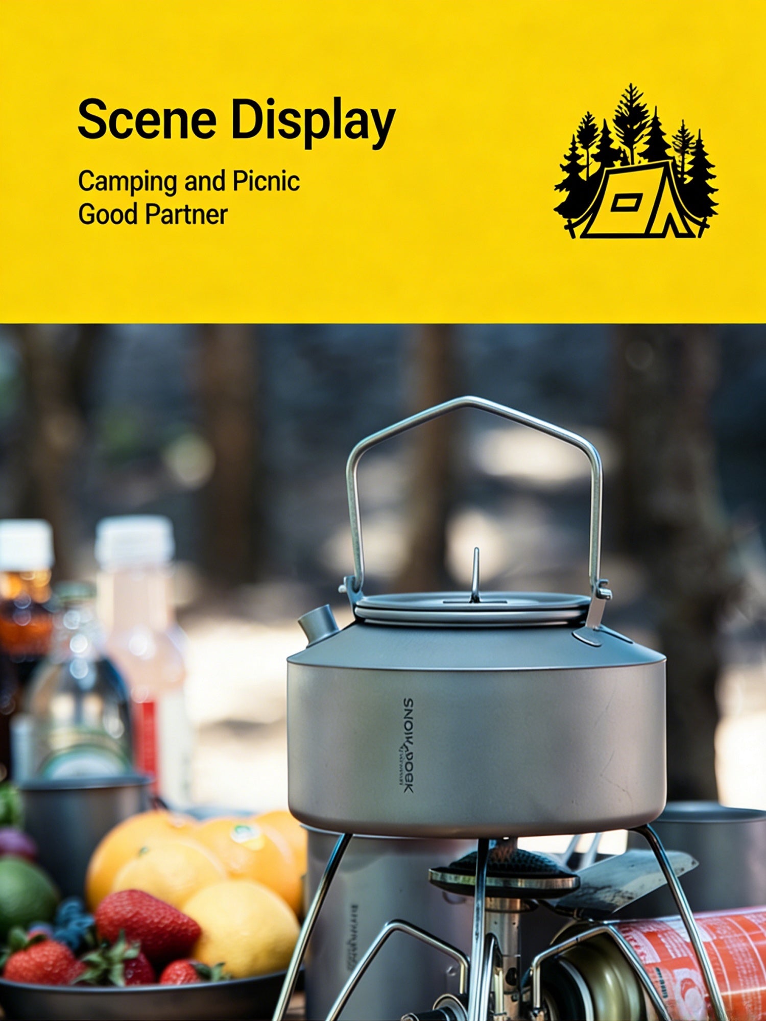 SNR Titanium Campingwasserkocher | 600-1000ml Leichter Outdoor Wasserkocher mit klappbarem Griff