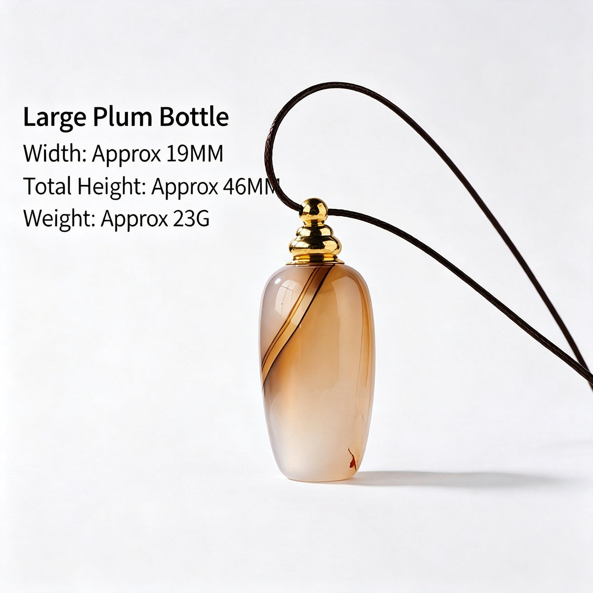 RYS Natural Agate Crystal Essential Oil Bottle, Hand Polished Raw Stone Aroma Perfume Vial Pendant, No Cord
