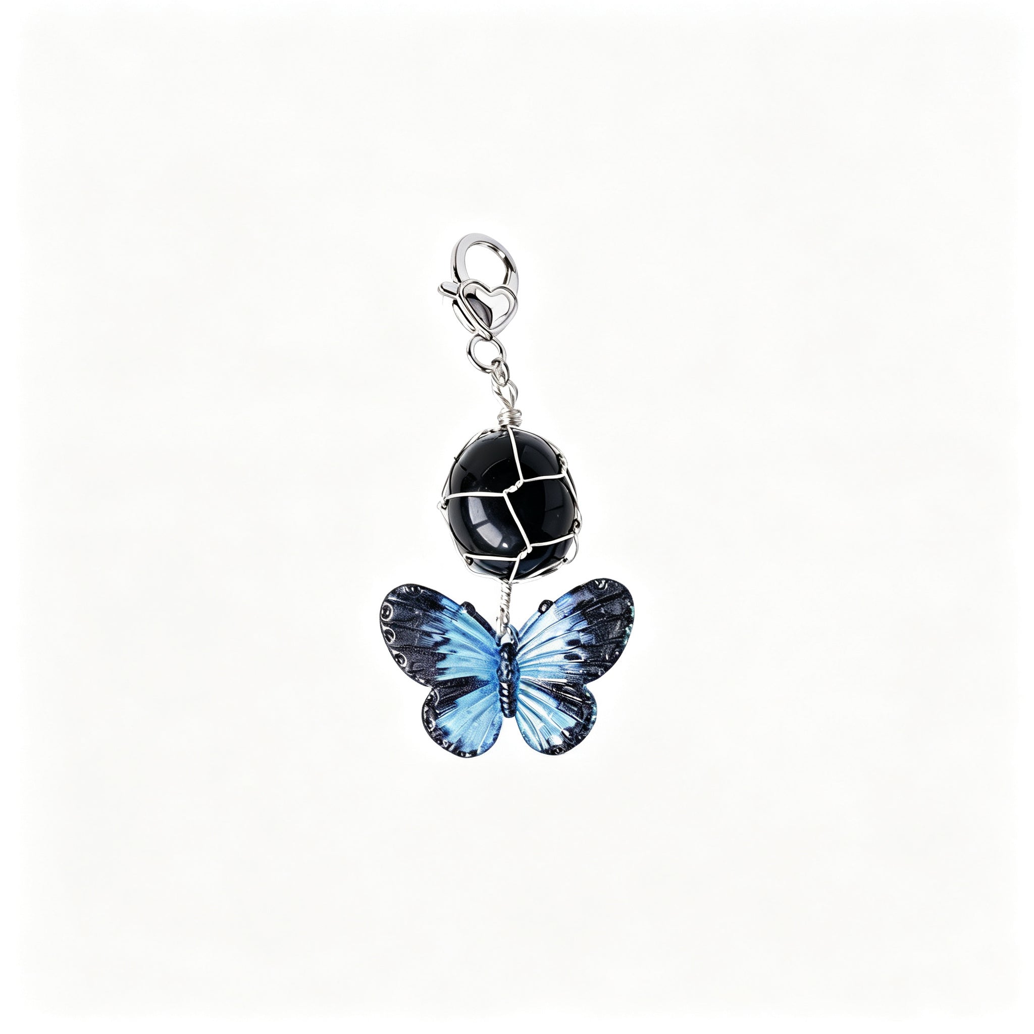 RYS Natural Rough Crystal Handmade Mesh Pouch Keychain Irregular Tumbled Stone Bag Charm