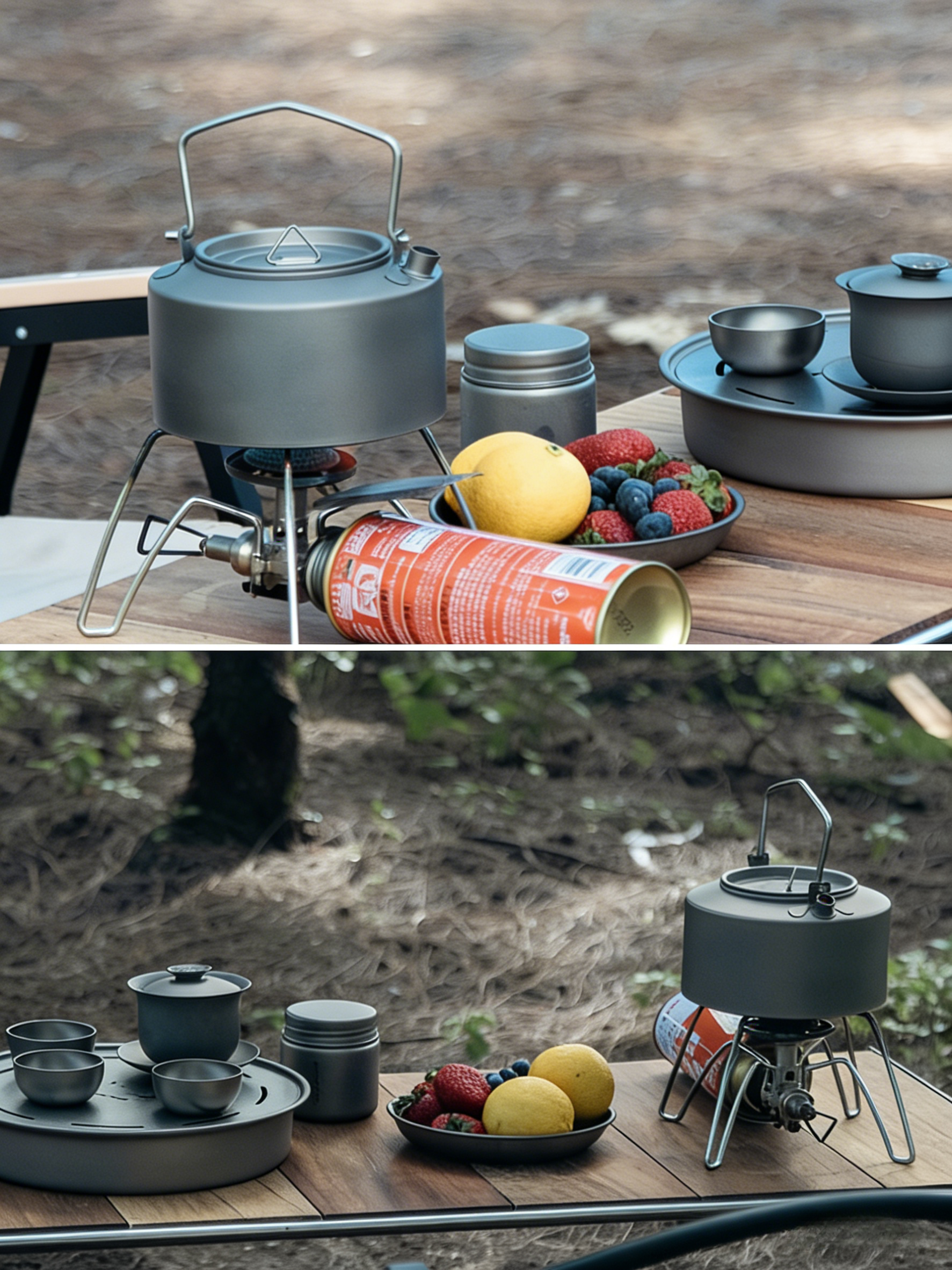 SNR Titanium Campingwasserkocher | 600-1000ml Leichter Outdoor Wasserkocher mit klappbarem Griff