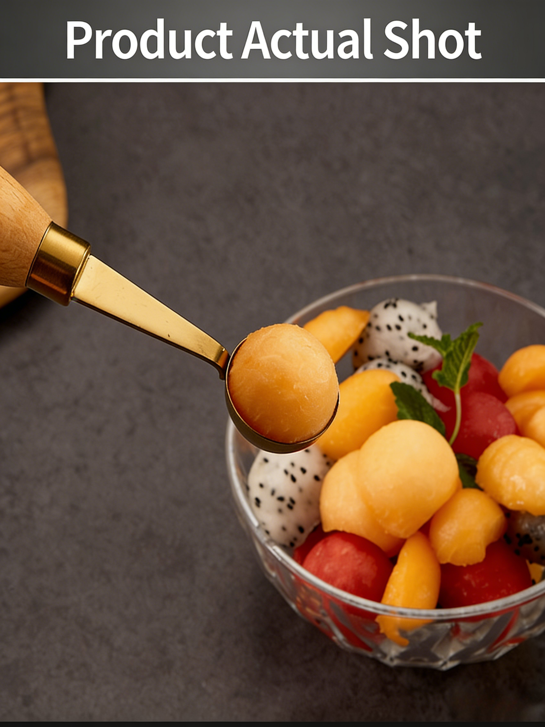 HGD 304 Stainless Steel Fruit Tool with Beech Wood Handle | Melon Baller, Carving Knife & Peeler