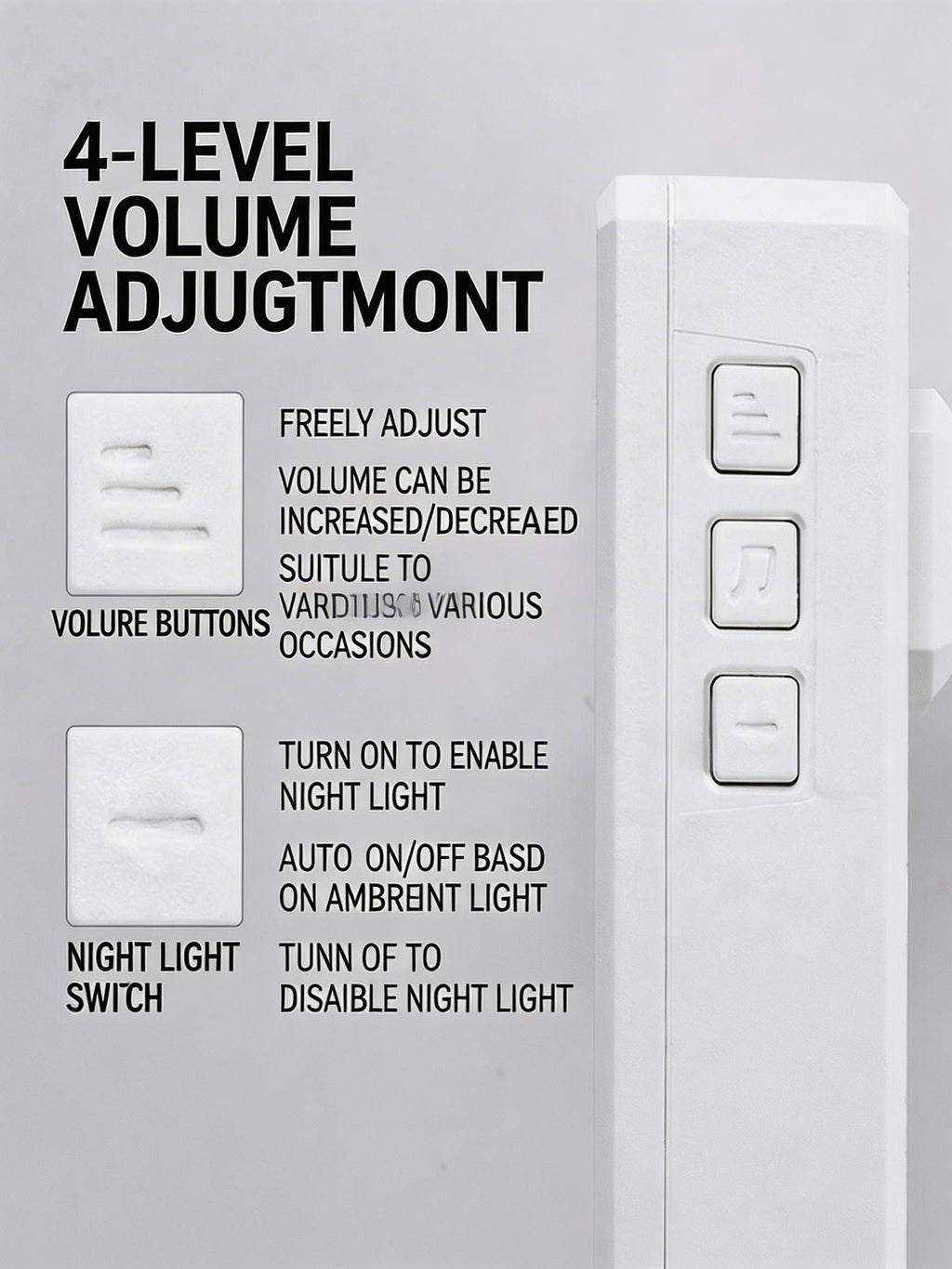 EST Self-Powered Wireless Doorbell with Night Light, Waterproof No Battery Door Bell Chime Kit, Long Range Strong Signal for Home & Office