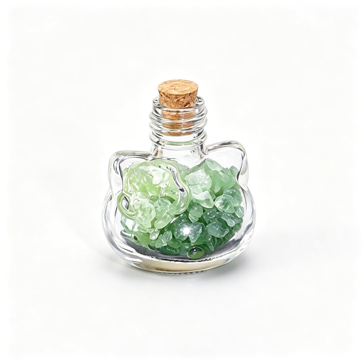 RYS Natural Crystal Chips Wish Bottle Cat Skull Shaped Glass Cork Bottle Halloween Home Decor Gift