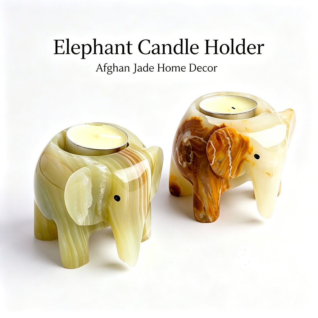 RYS Natural Afghanistan Jade Candle Holder, Elephant Square Heart Shape, Aromatherapy Wax Base, Raw Stone Decor for Home Decor