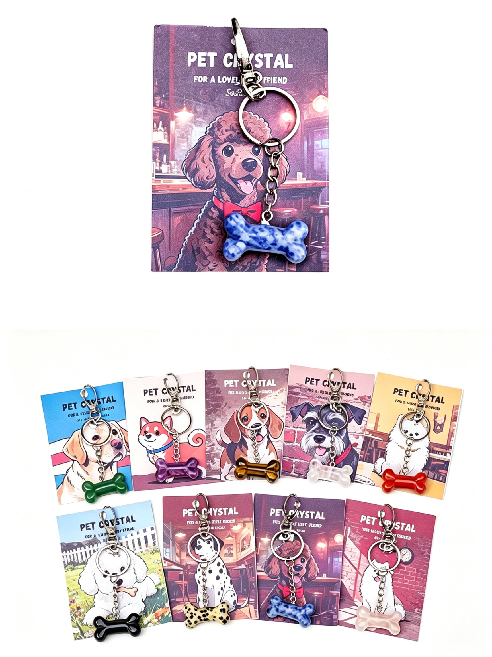 RYS Natural Crystal Bone Pet Keychain / Bag Charm