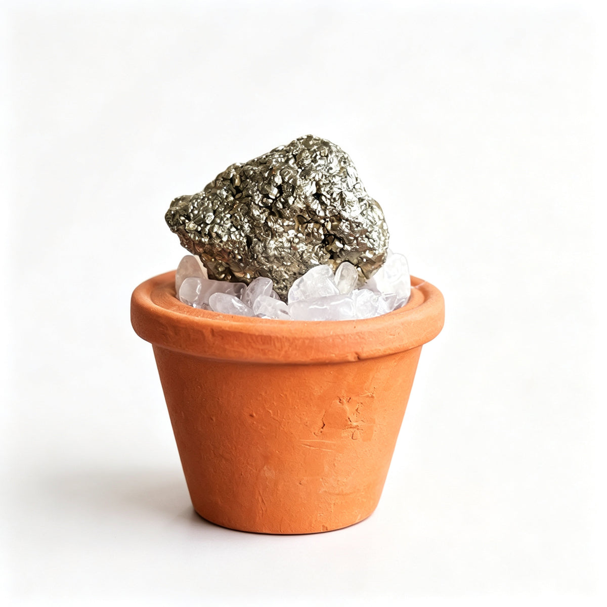 RYS Natural Crystal Raw Ore Ceramic Pot Bonsai, Gemstone DIY Potted Ornament, Home Desktop & Car Decor