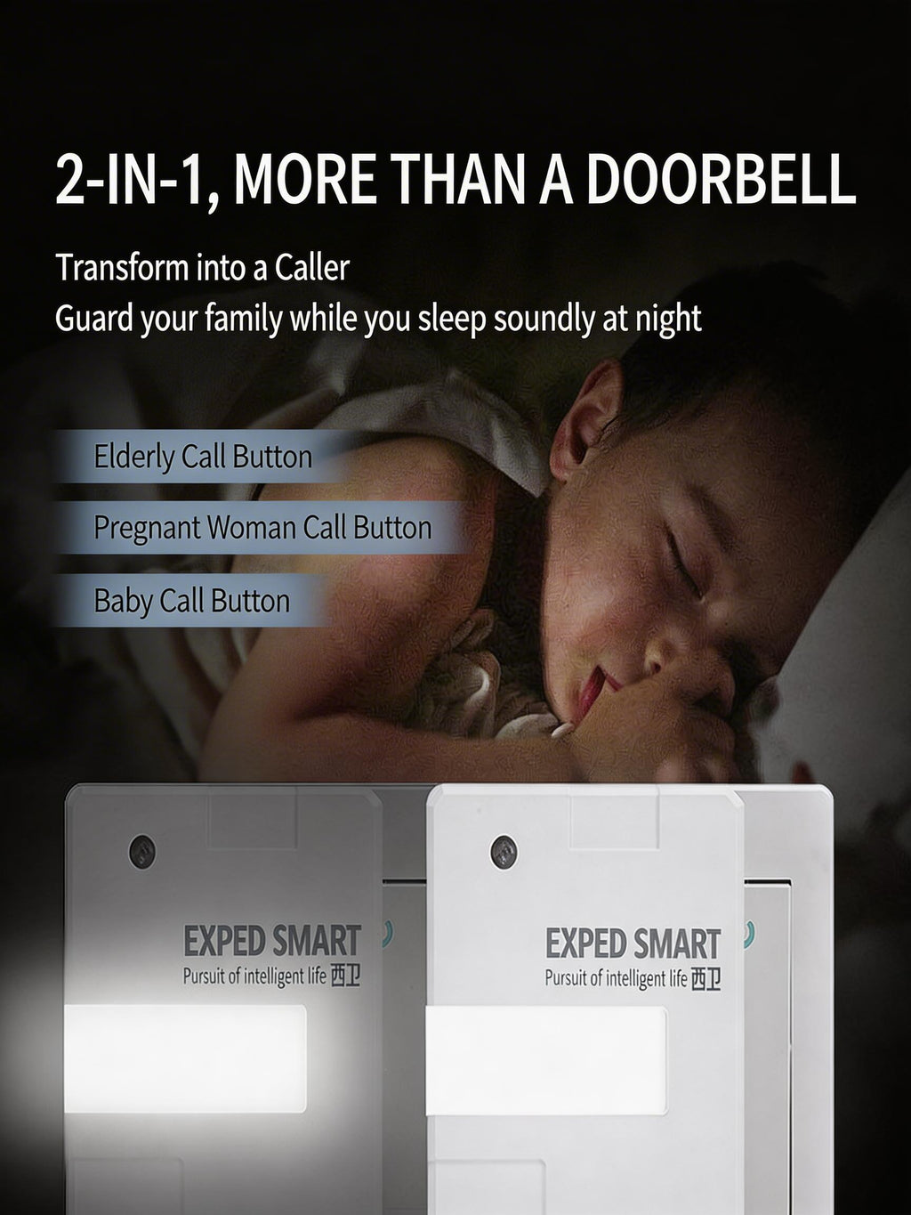 EST Self-Powered Wireless Doorbell with Night Light, Waterproof No Battery Door Bell Chime Kit, Long Range Strong Signal for Home & Office