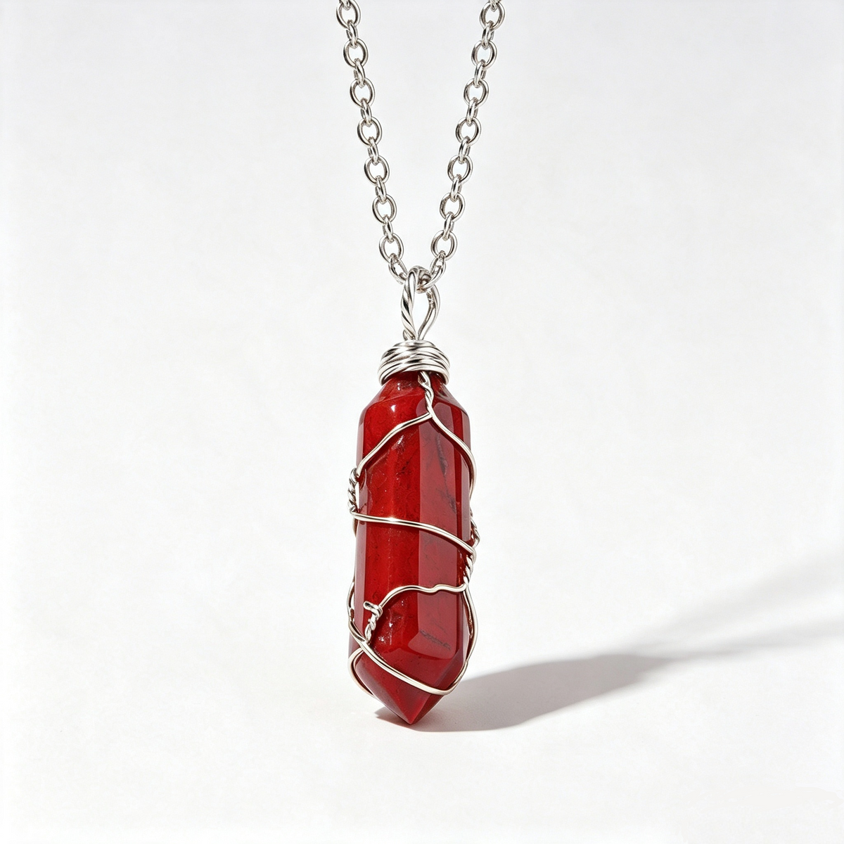 RYS Natural Hand Wire Wrapped Crystal Point Pendant Necklace, Minimalist Daily Jewelry Gift