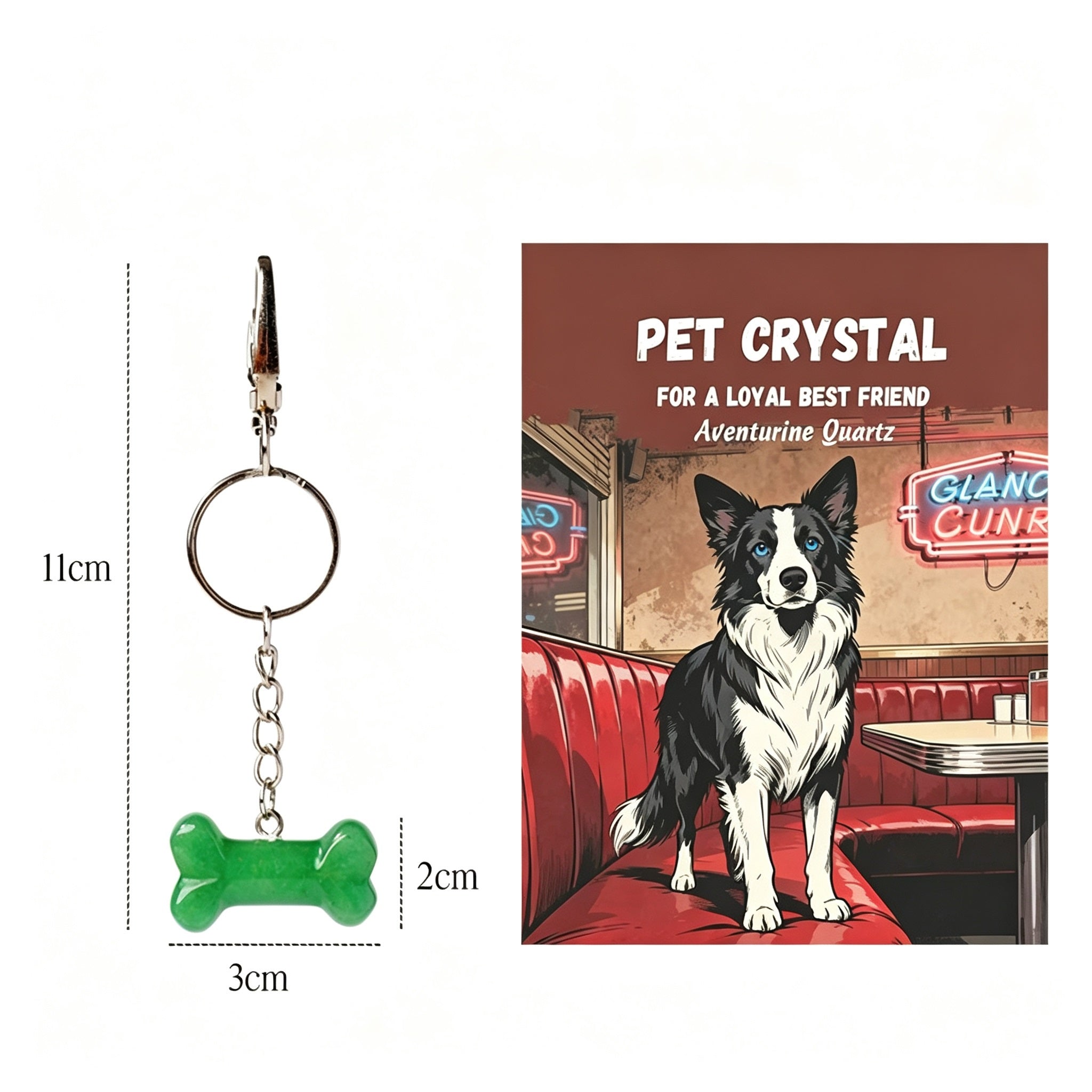 RYS Natural Crystal Bone Pet Keychain / Bag Charm