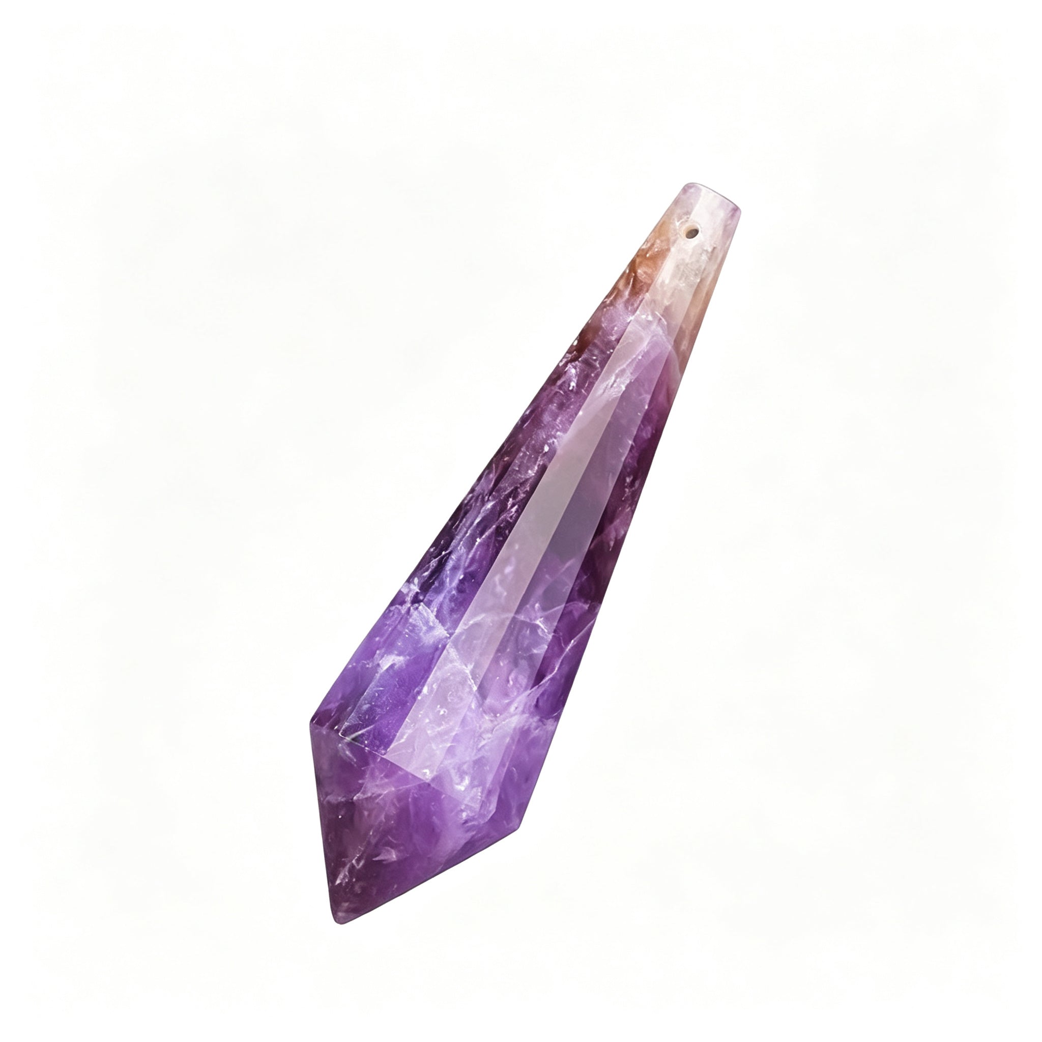 RYS 12 Facet Natural Crystal Pendulum Pendant, Raw Stone Dowsing Pendulum for Meditation Divination, Healing Crystal Jewelry